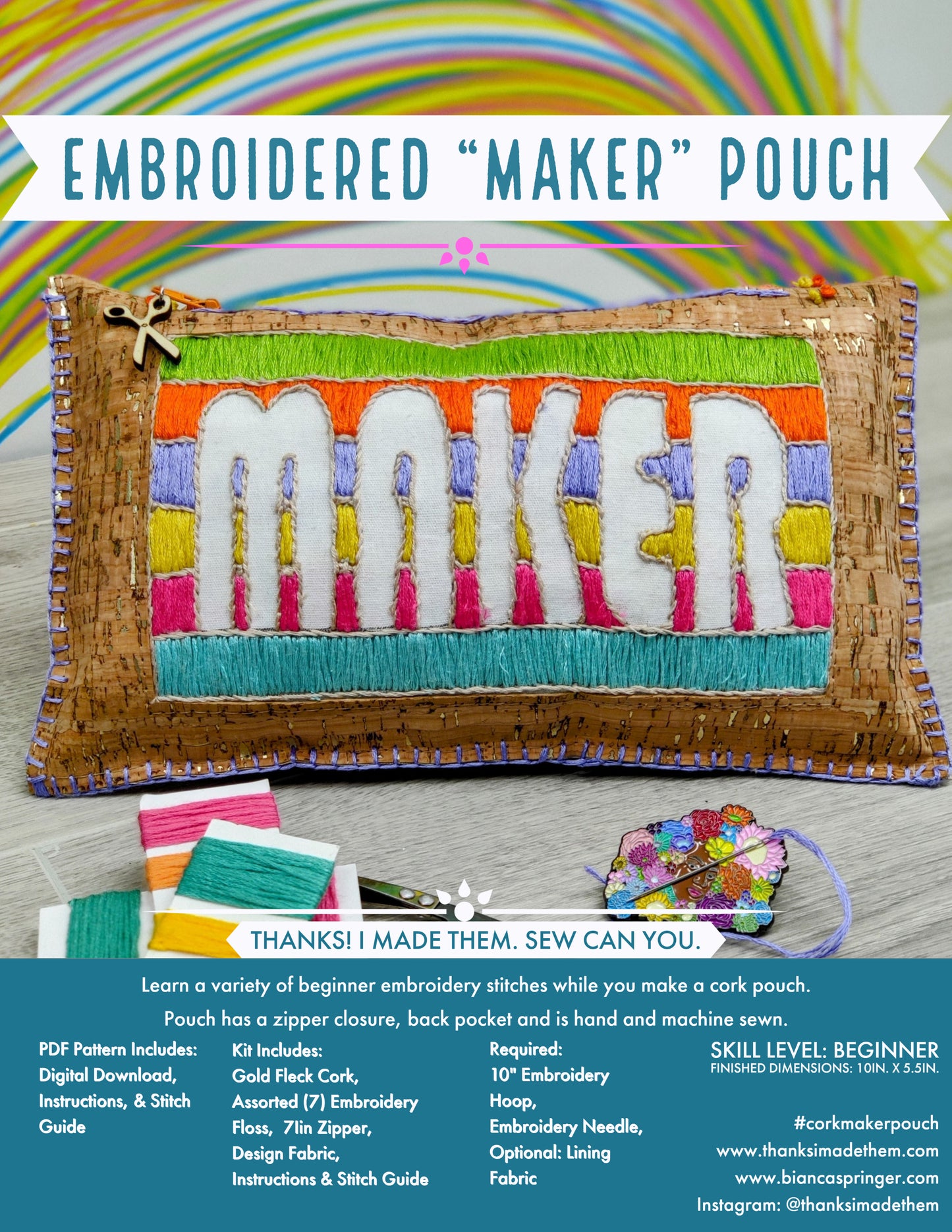 Embroidered "MAKER" Pouch Kit