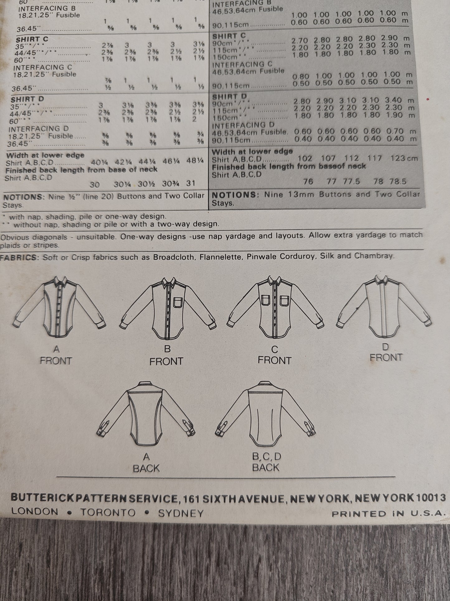 Butterick 3364 size 34 Men's Pattern