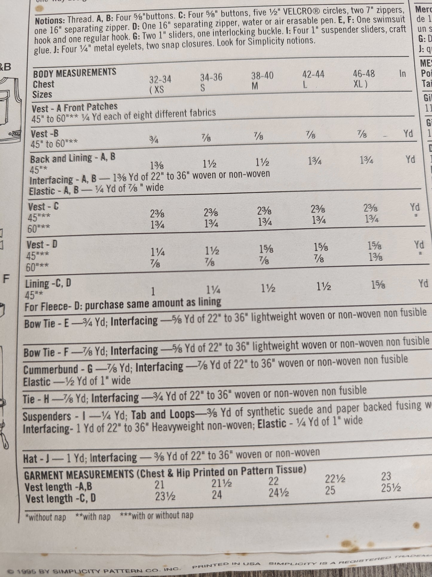 Simplicity 9345 Men's accessories