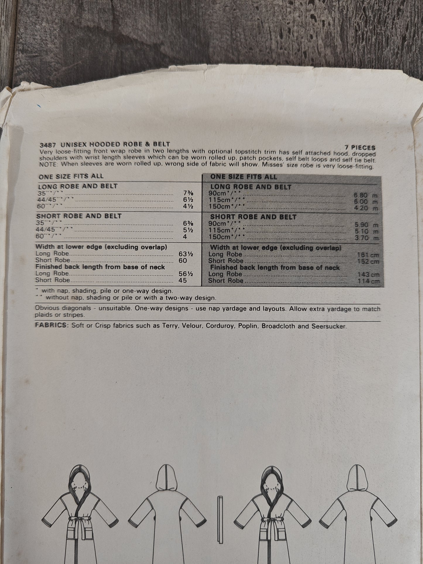 Butterick 3487 Unisex Robe Pattern