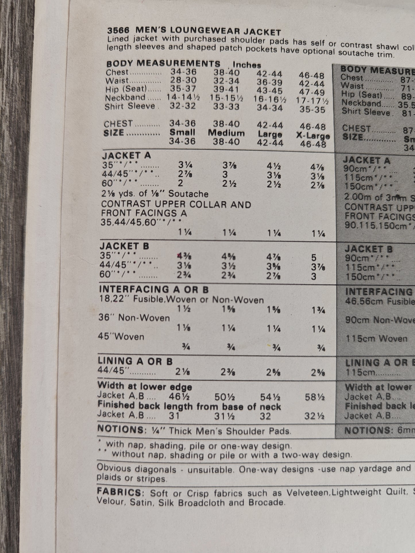 Butterick 3566 Men's Pants Pattern
