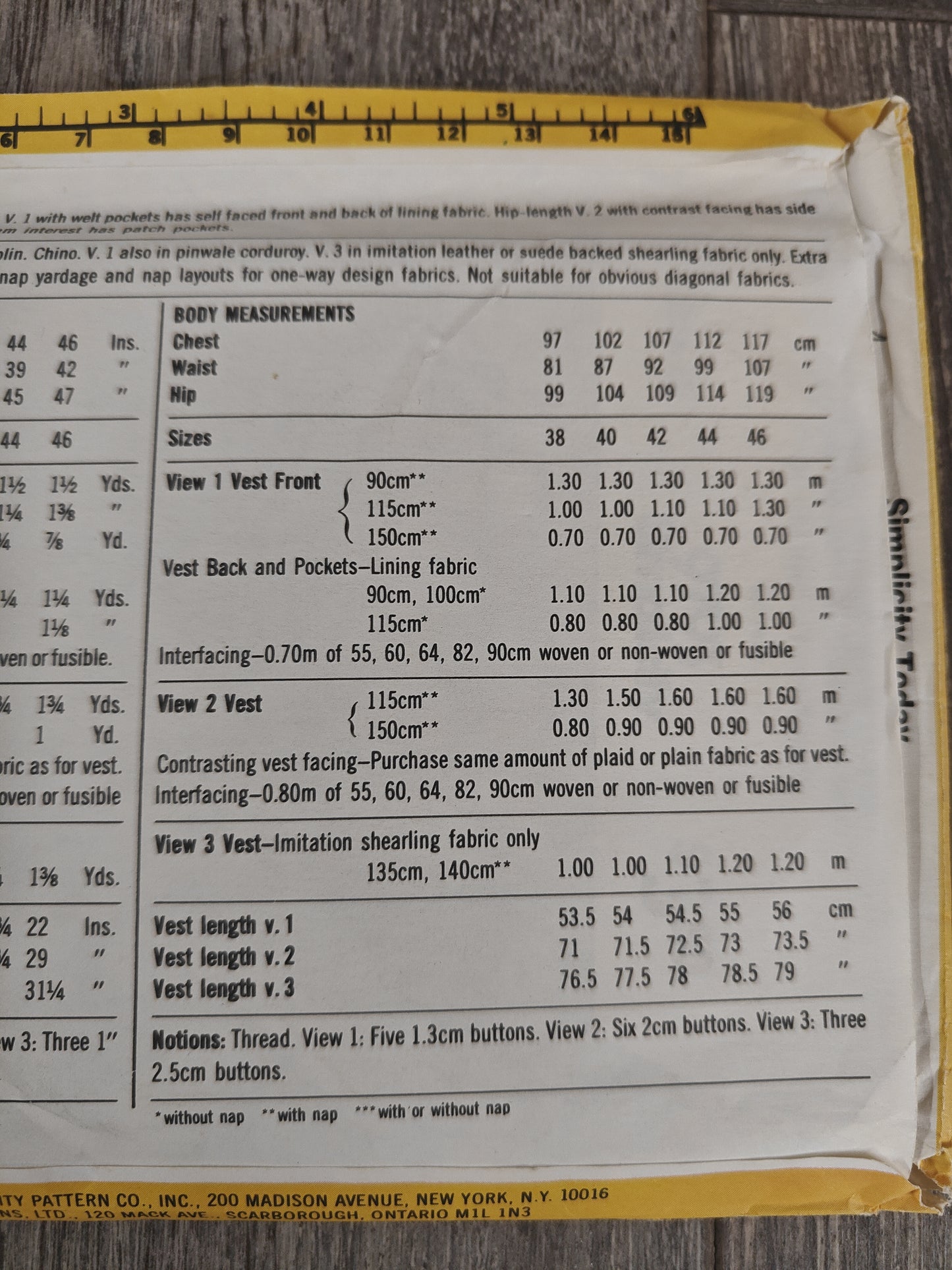 Simplicity 9793 Size 42 Men's Pattern