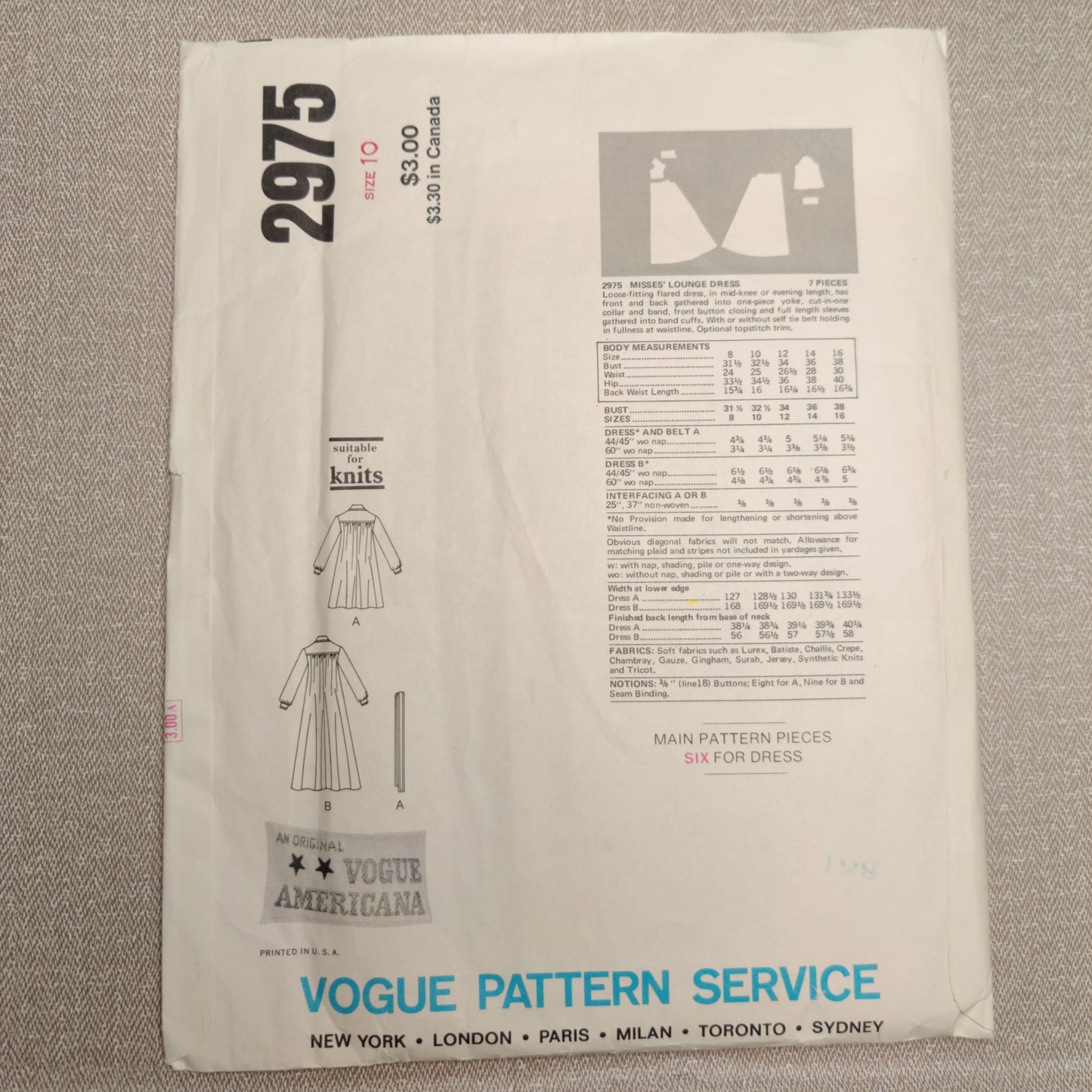 Vogue 2975 Stan Herman Size 10
