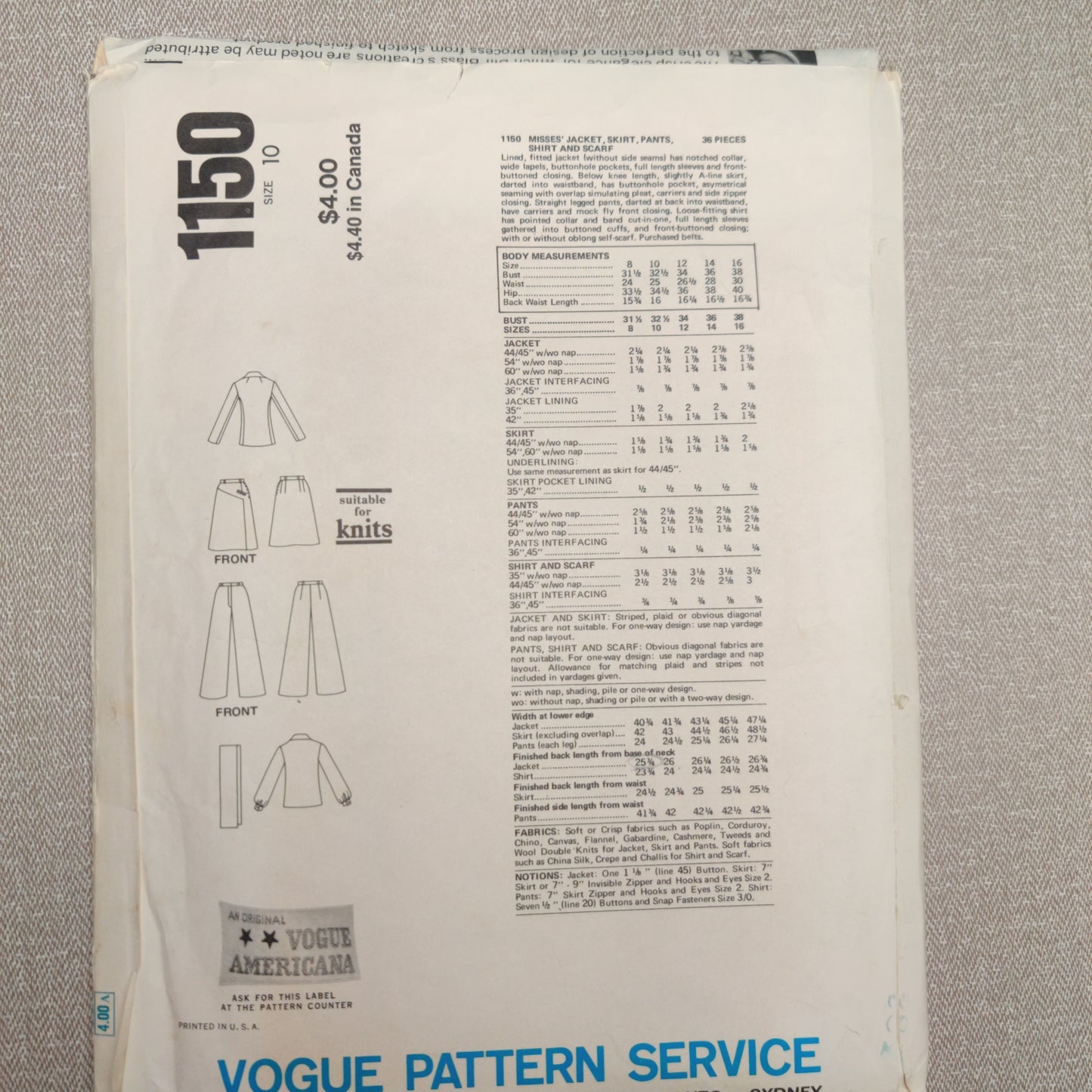 Vogue 1150 Bill Blass Size 10