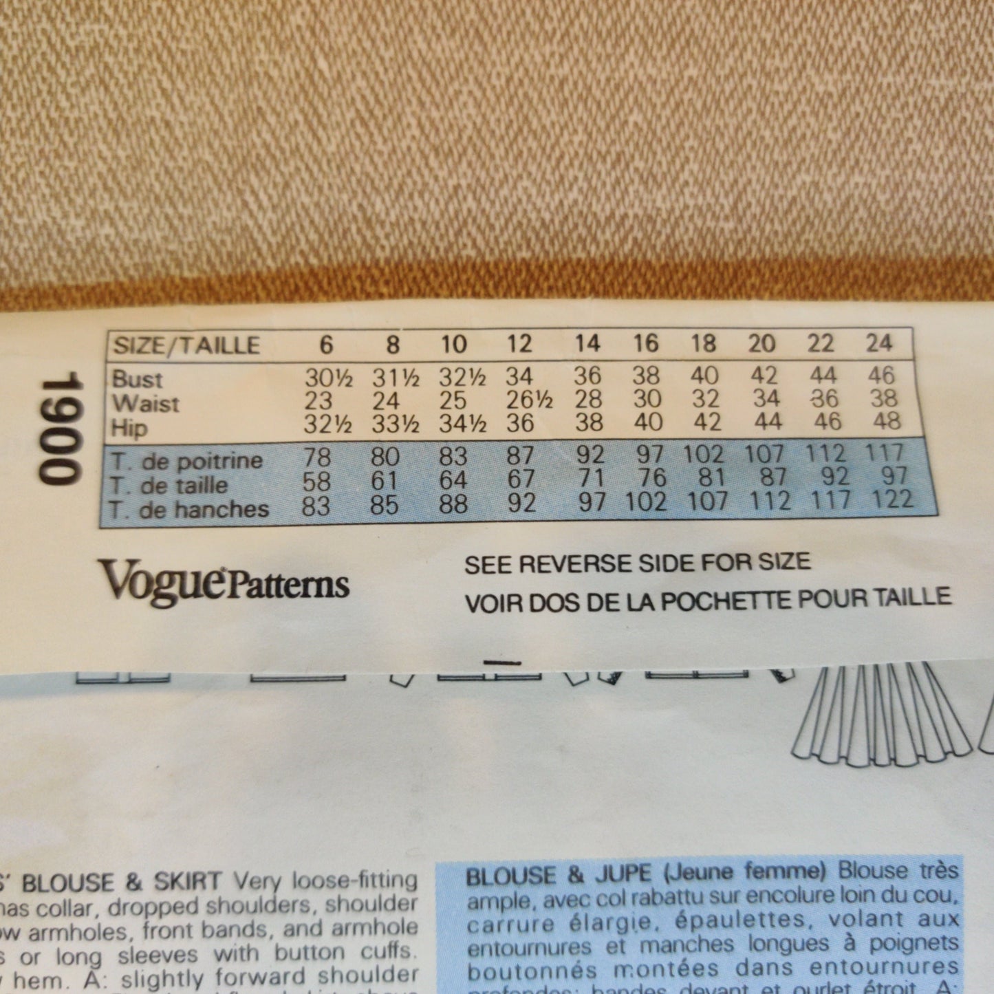 Vogue 1900 Karl Lagerfeld size 16