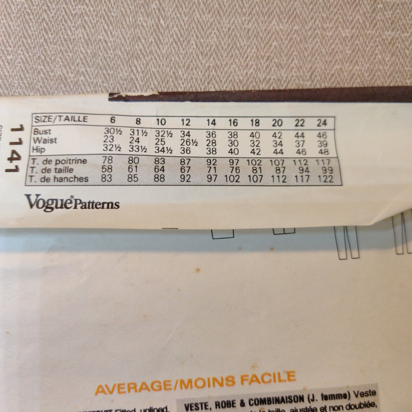 Vogue 1141 Size 12-14-16 Geoffrey Beene