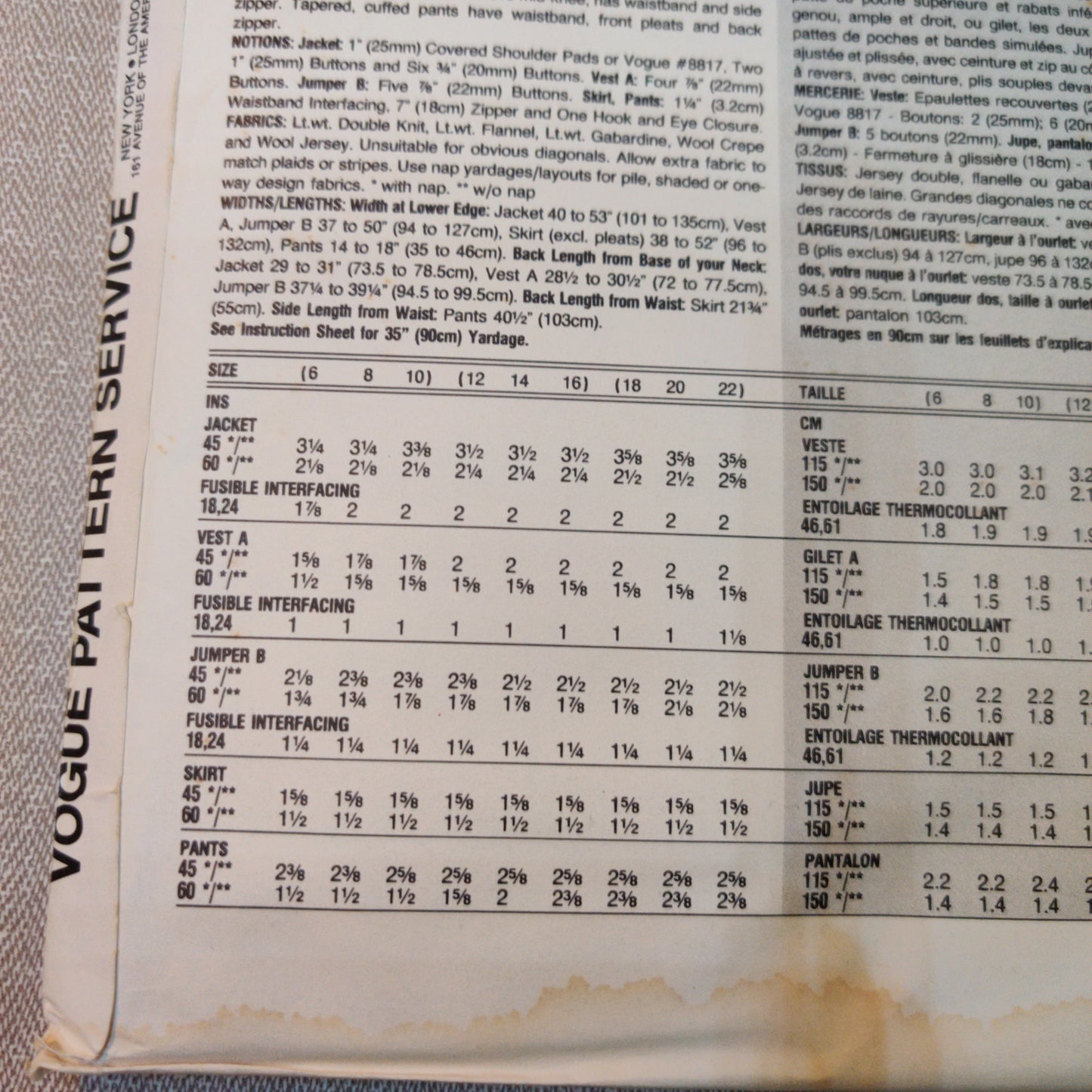 Vogue 2989 Size 12-14-16