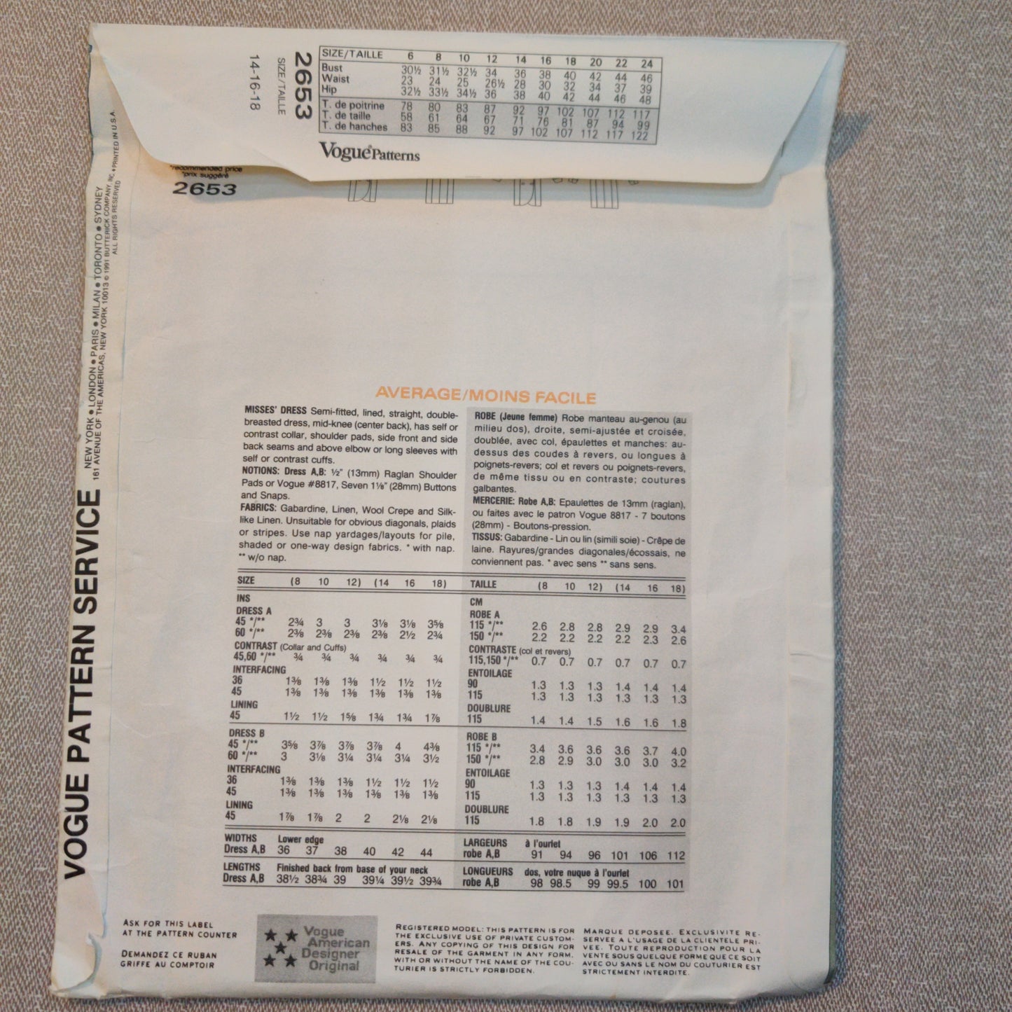 Vogue 2653  size 14-16-18