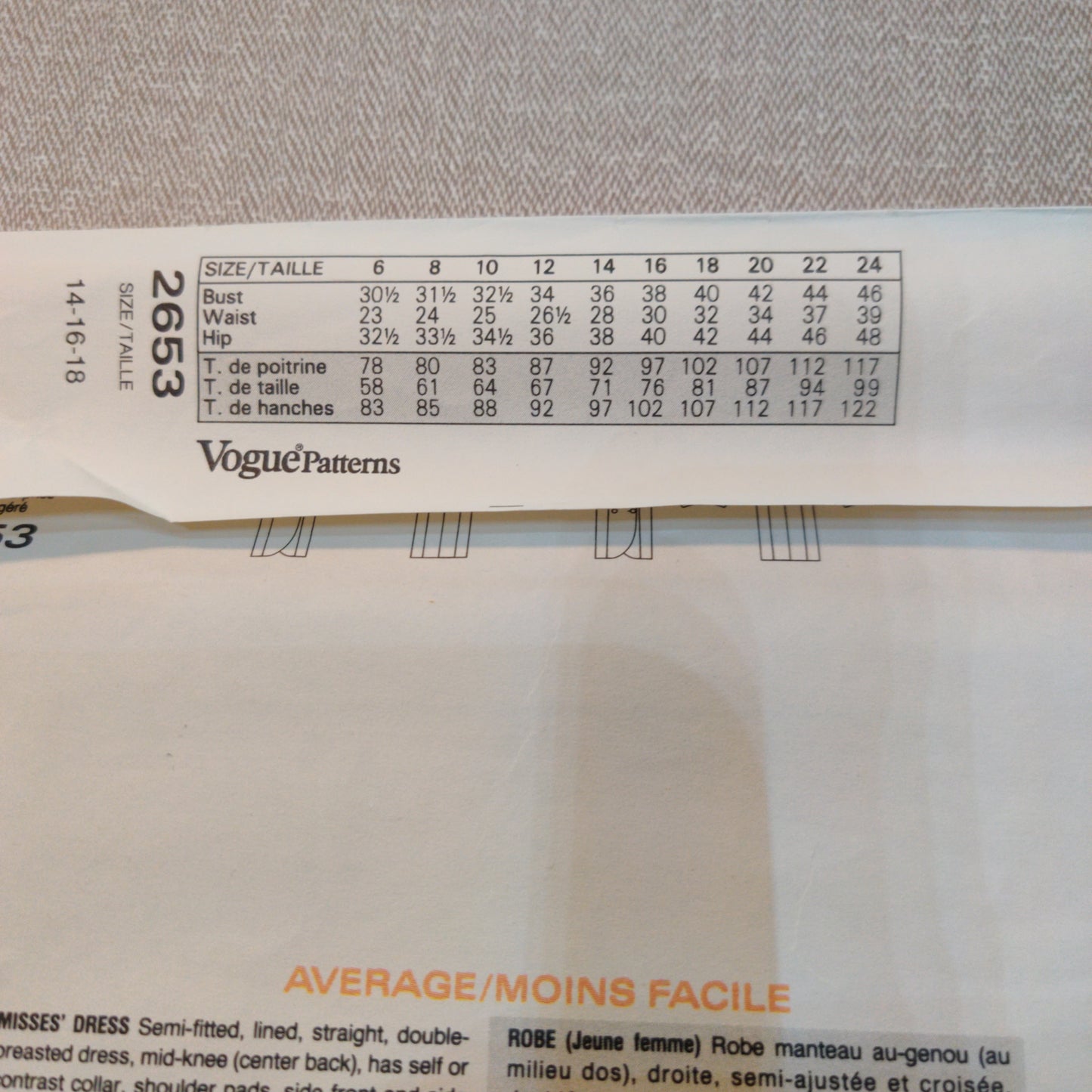 Vogue 2653  size 14-16-18
