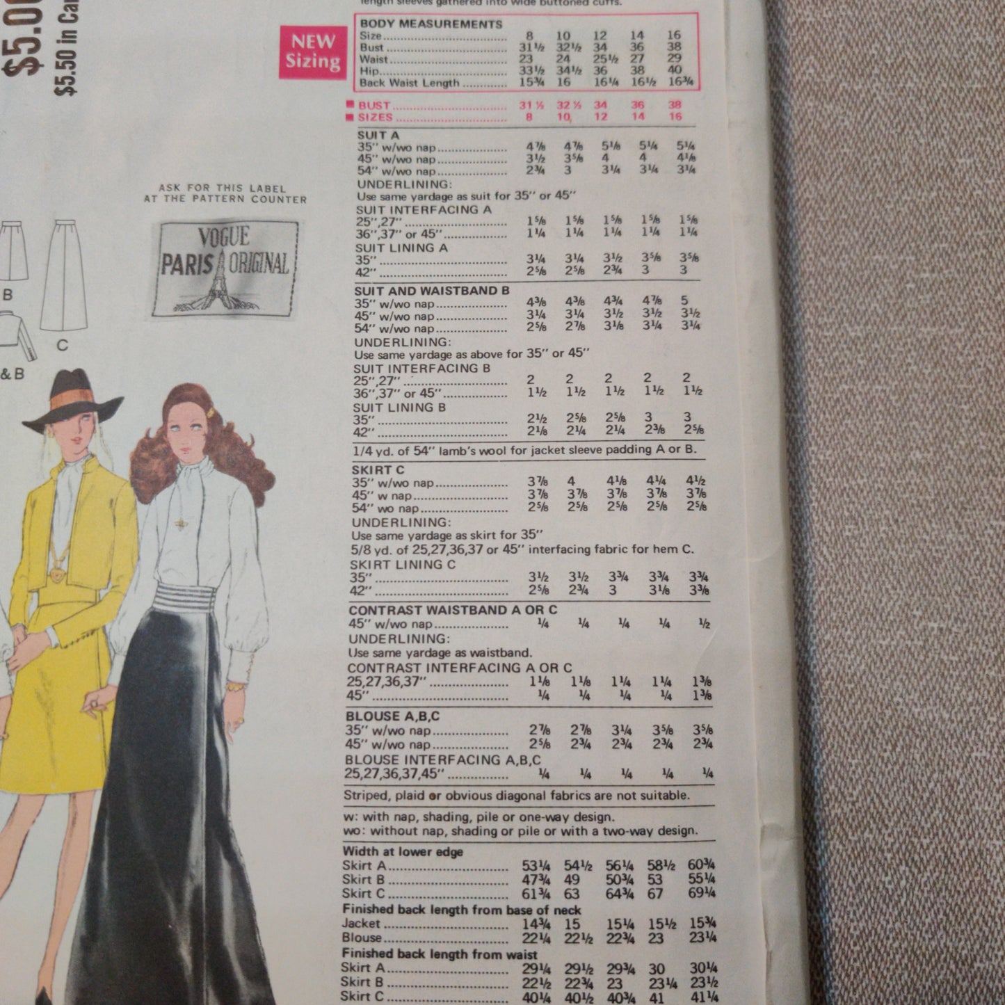 Vogue 2266 Yves Saint Laurent Size 10