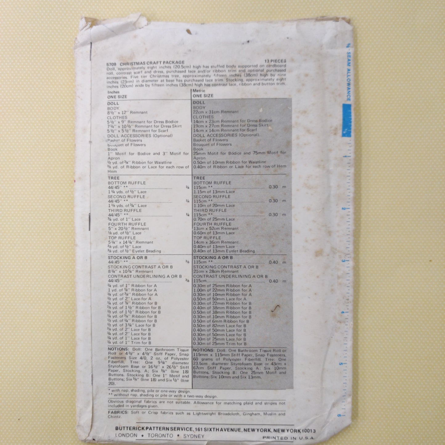 Butterick Christmas Craft Package