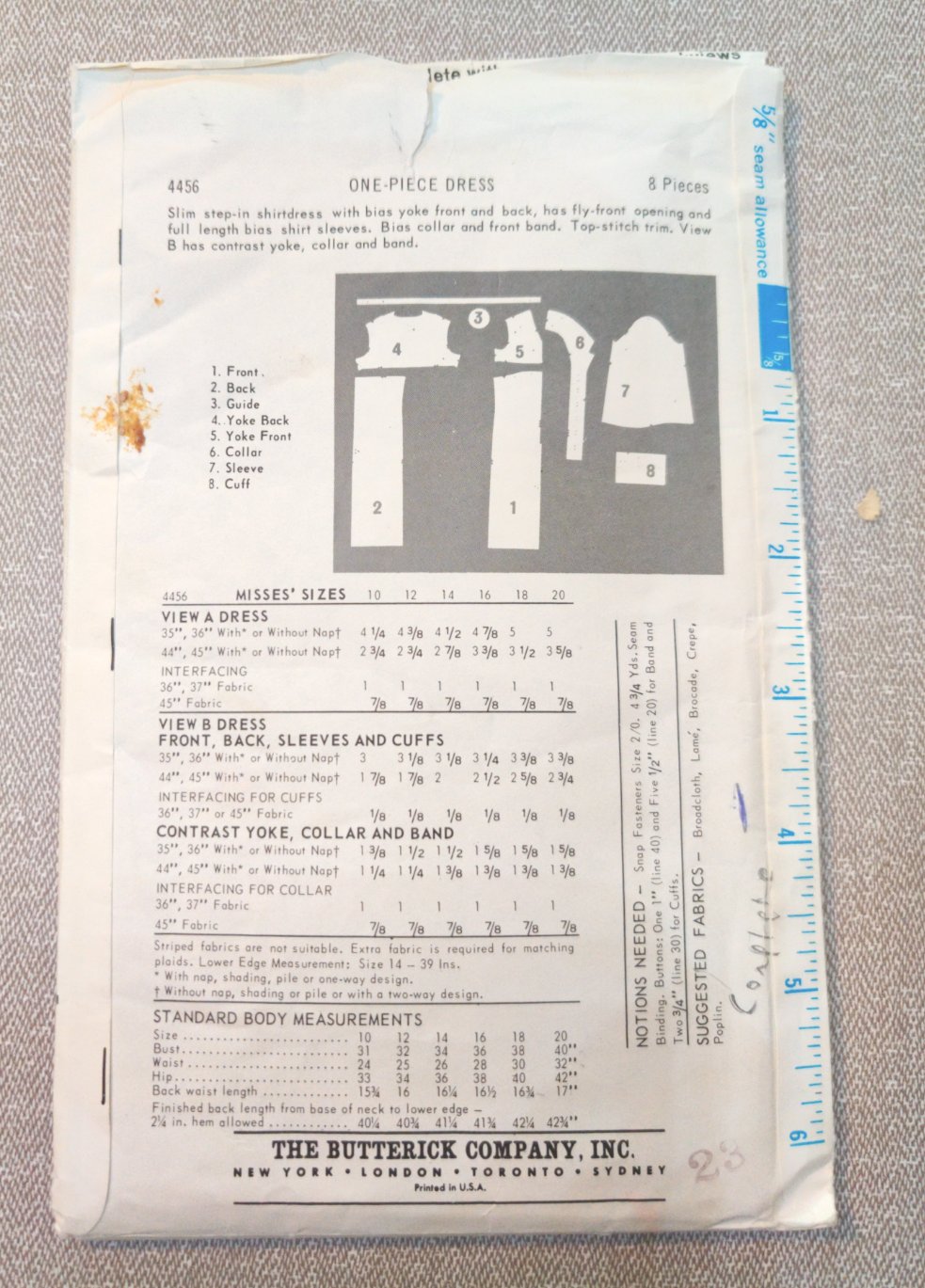 Butterick 4456 Size 18 Bust 38