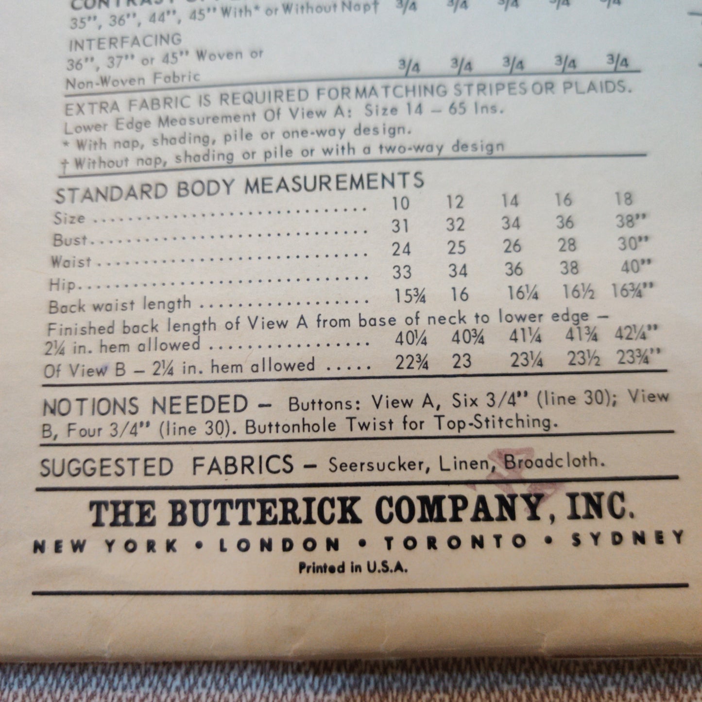 Butterick 4523 Size 14 Bust 34