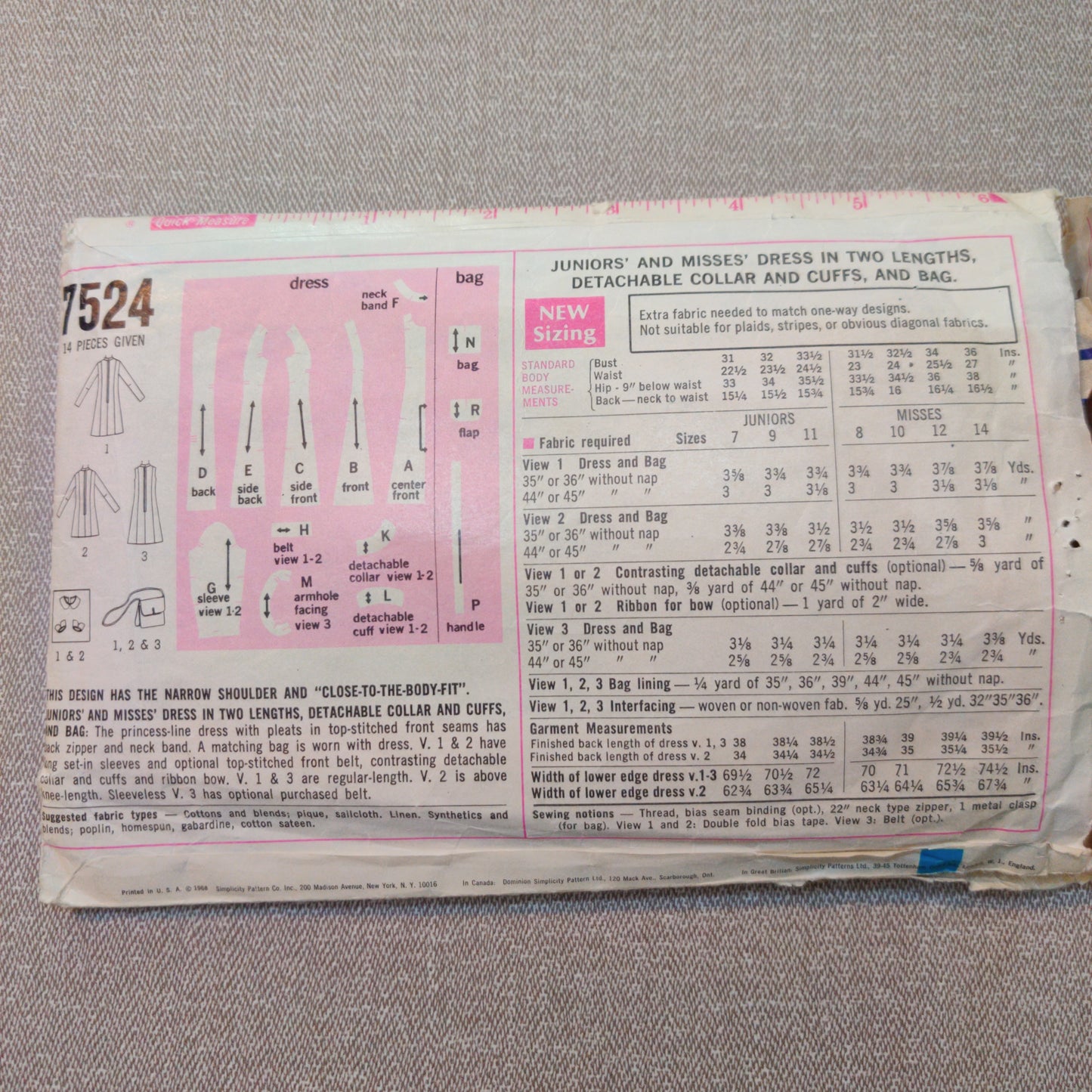 Simplicity 7524 Size 14 Bust 36