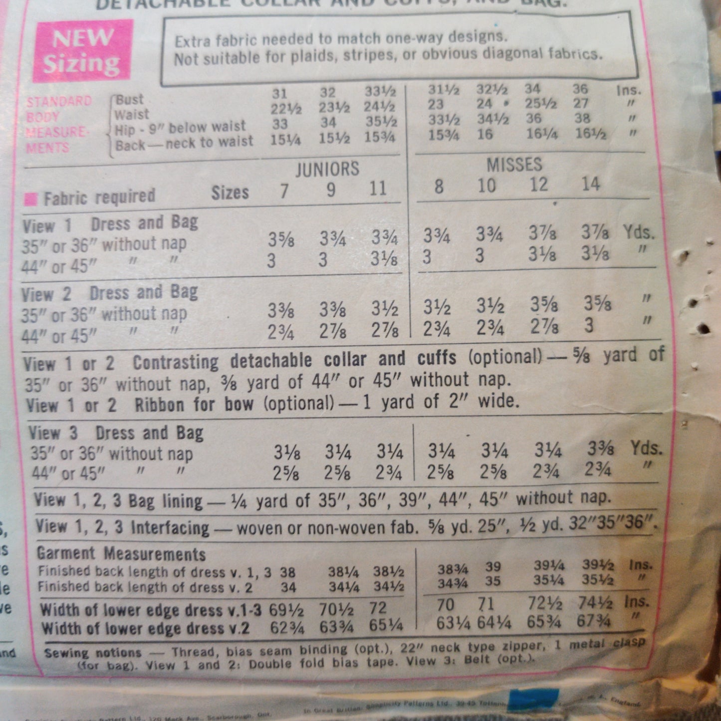 Simplicity 7524 Size 14 Bust 36