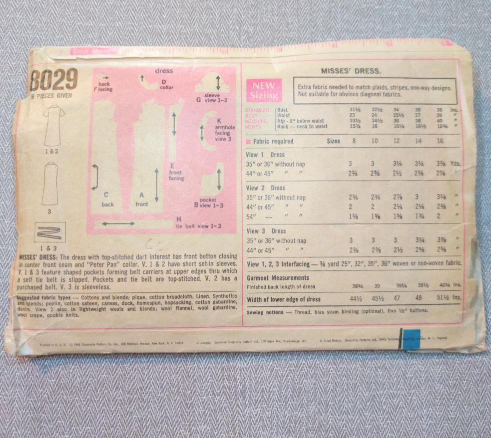 Simplicity 8029 Size 14 Bust 36