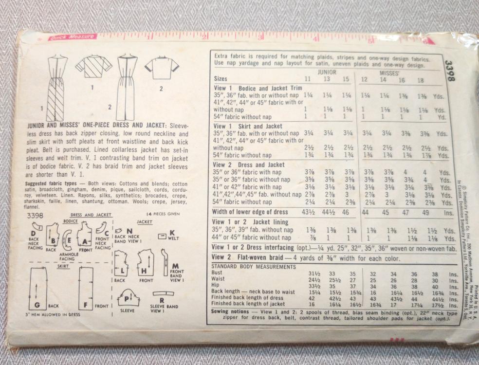 Simplicity 3398 Size 16 Bust 36