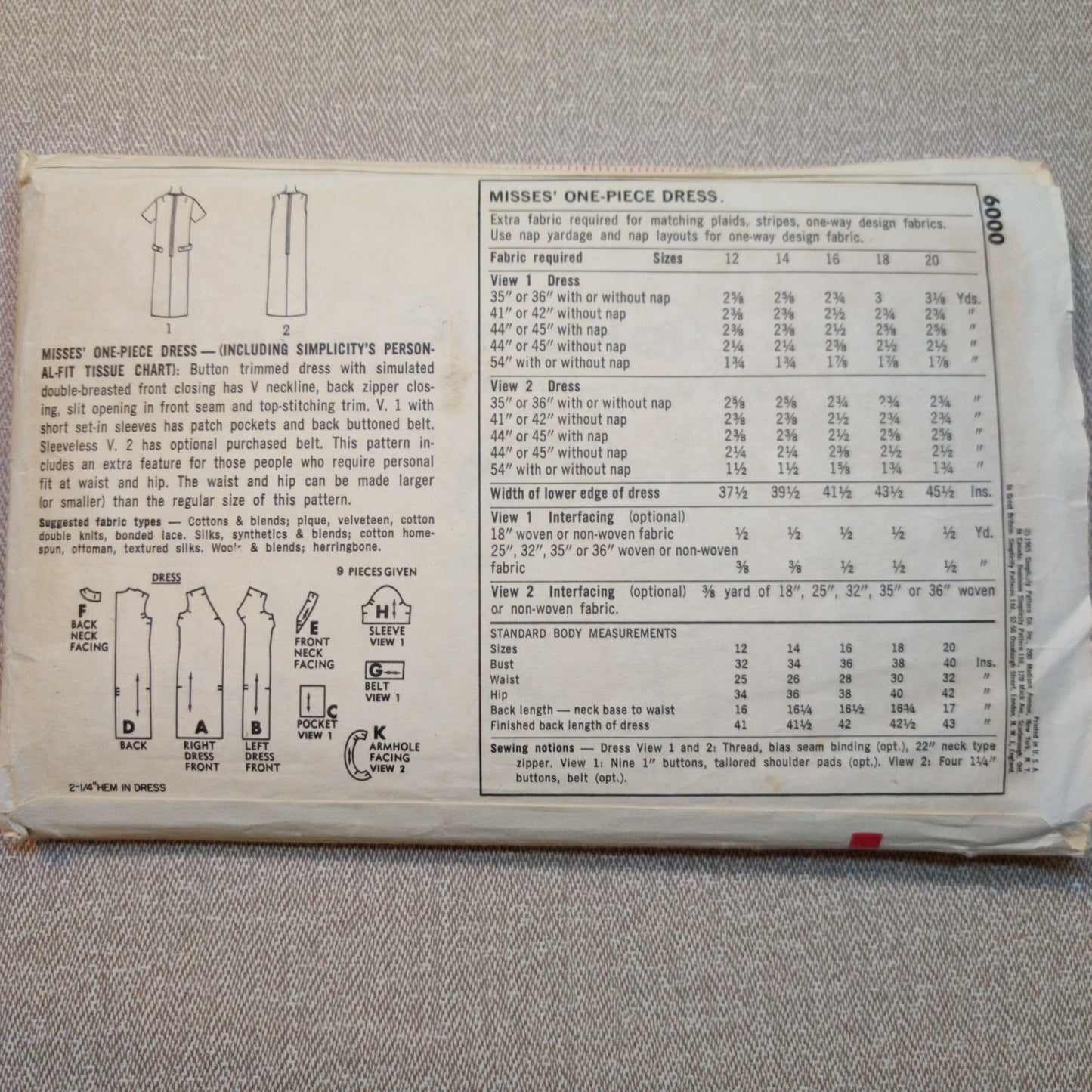 Simplicity 9461 Size 12 Bust 34