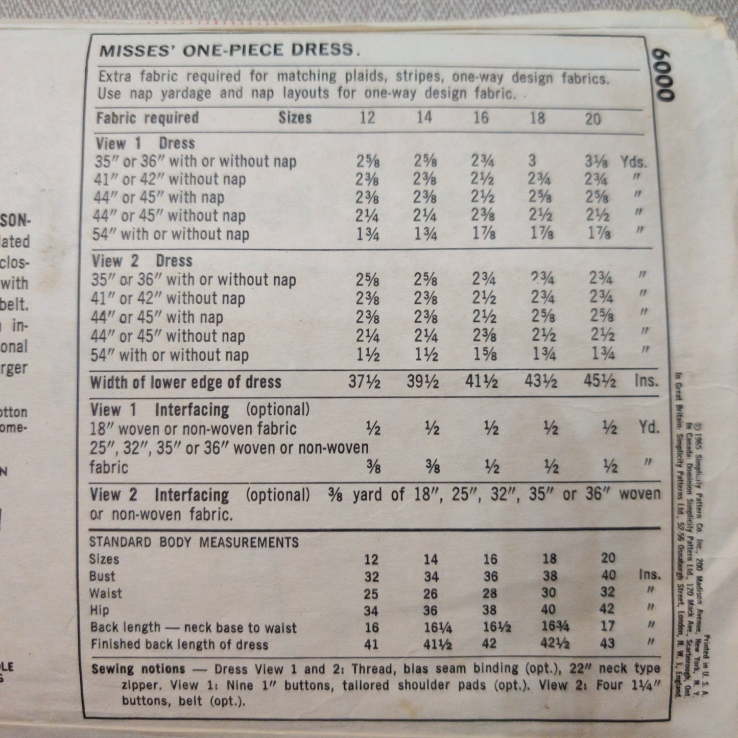 Simplicity 9461 Size 12 Bust 34