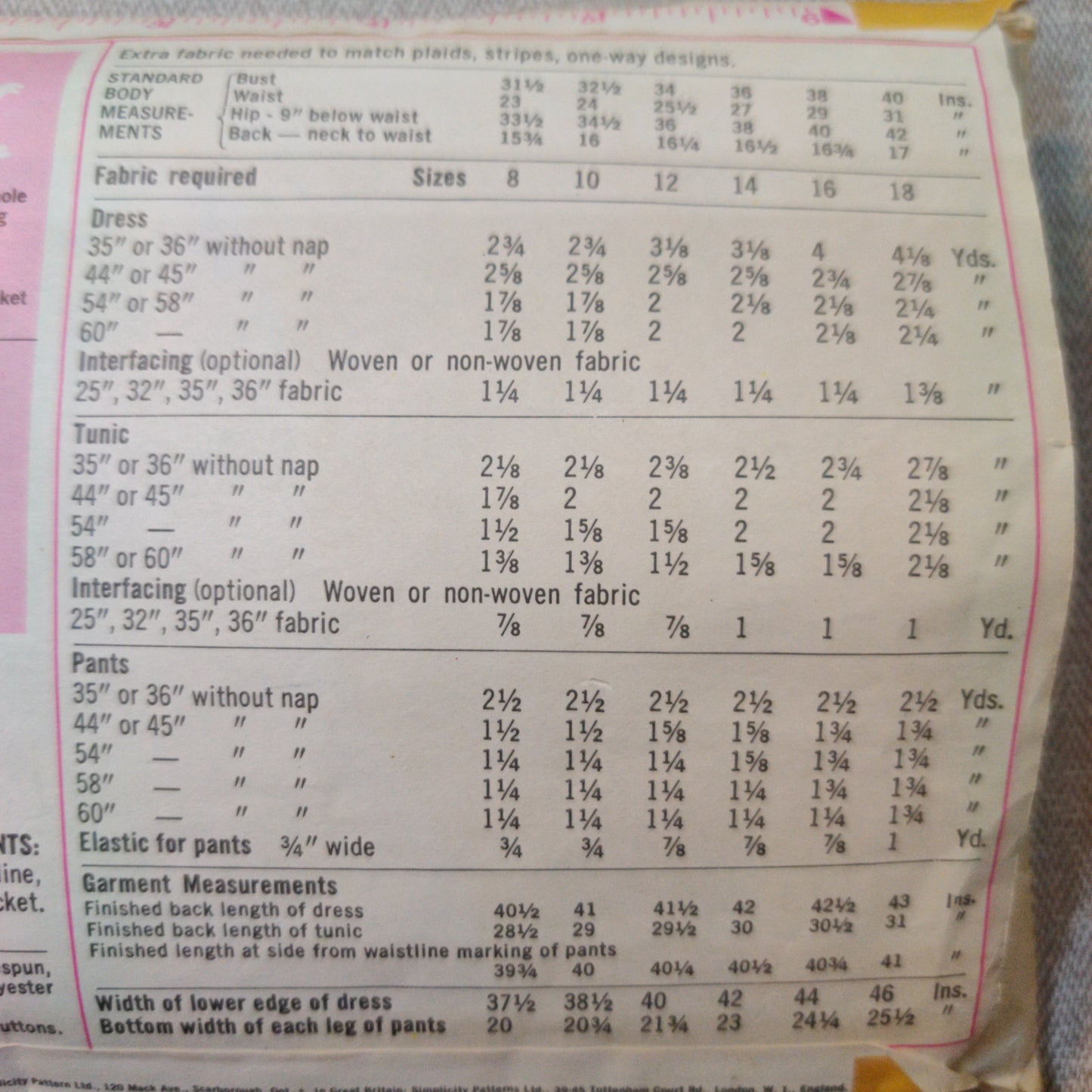 Simplicity 9461 Size 12 Bust 34