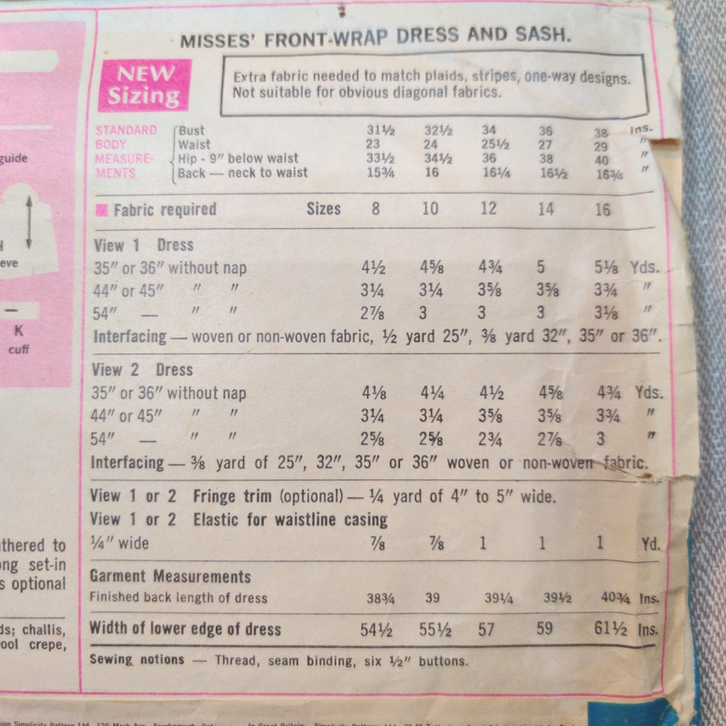 Simplicity 8538 Size 12 Bust 34