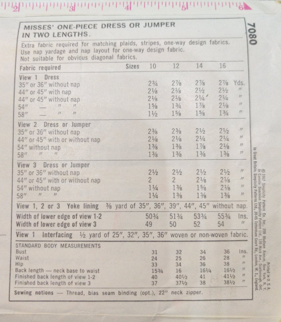 Simplicity 7080 Size 12 Bust 32