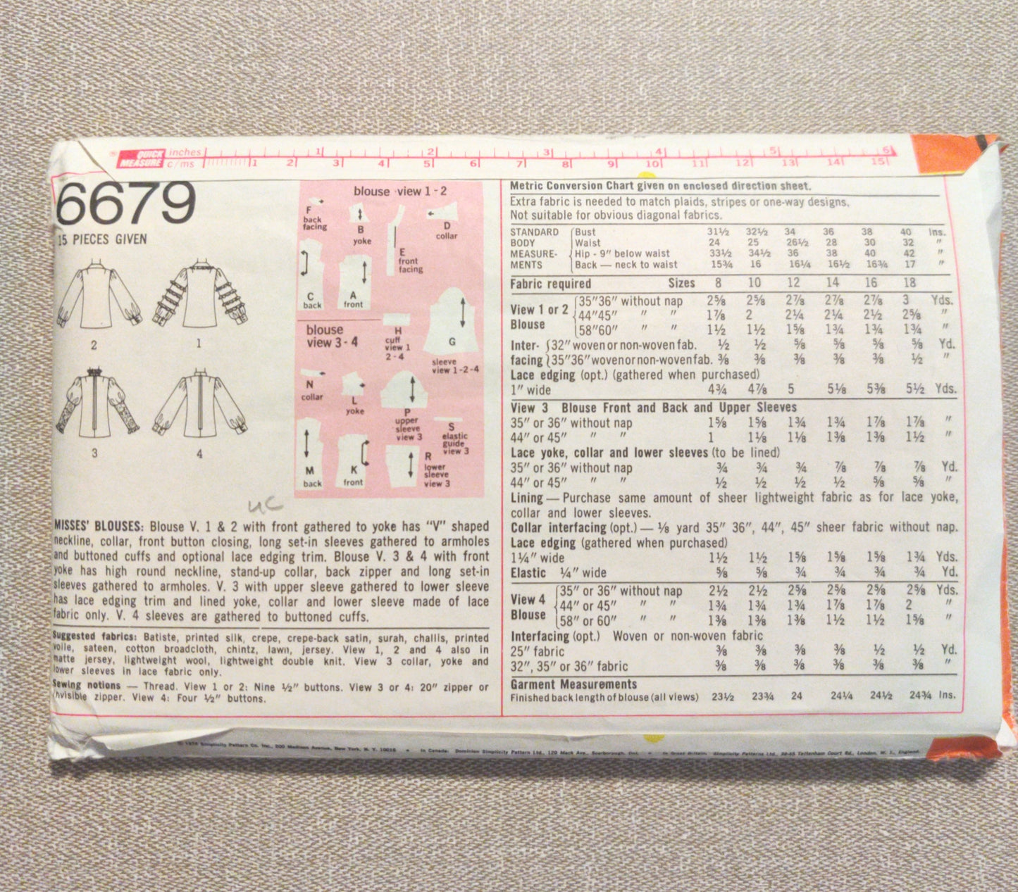 Simplicity 8491 Size 14 Bust 36