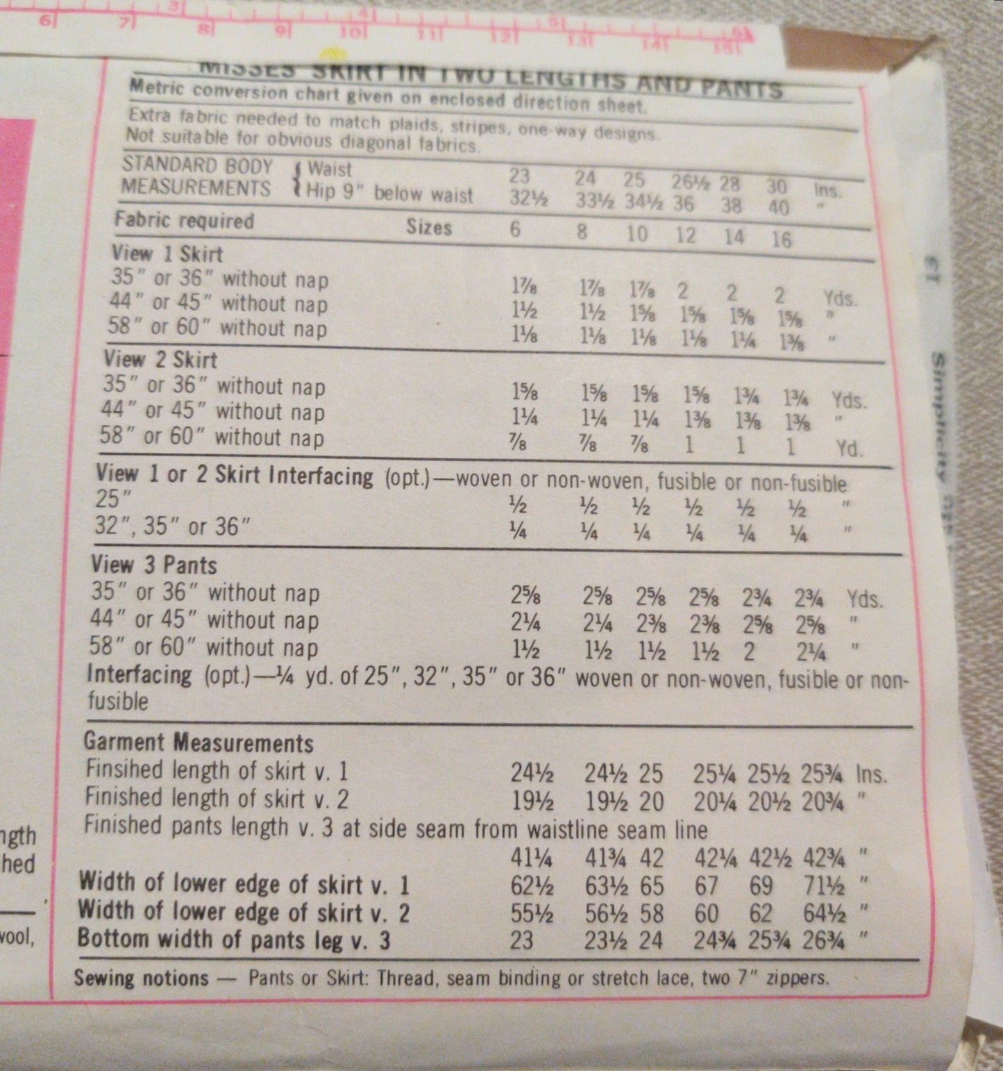 Simplicity 7112 Size 14 Waist 28