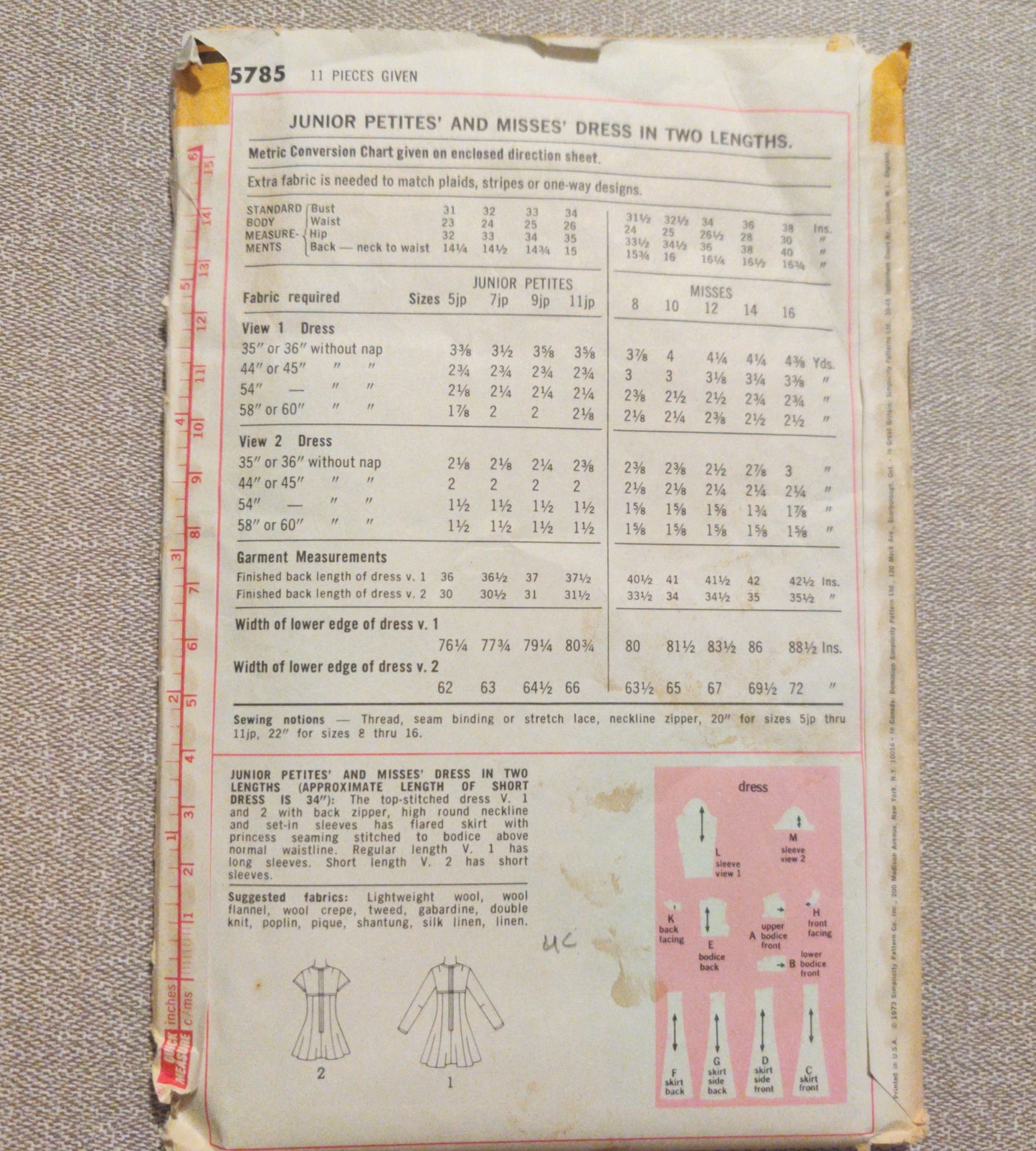 Simplicity 5785 Size 14 Bust 36