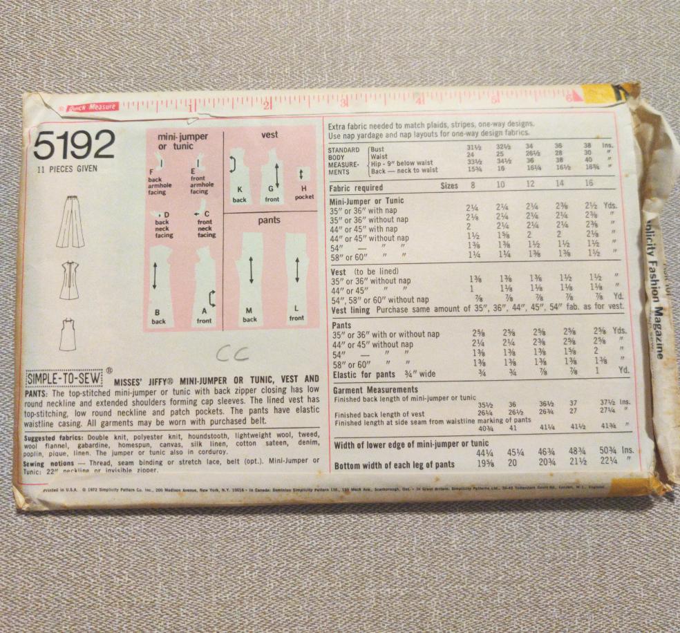 Simplicity 5192 Size 14 Bust 36