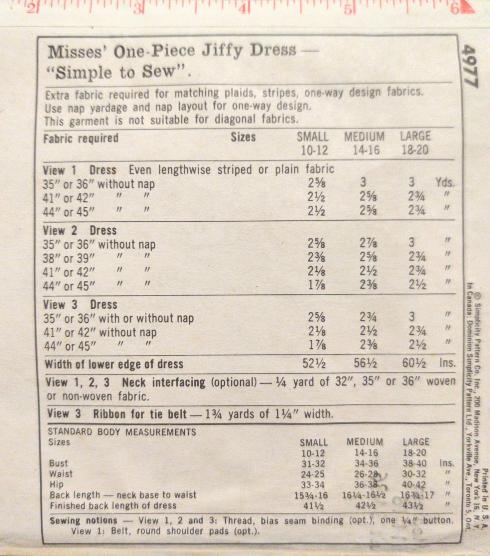 Simplicity 4977 Size 14-16 Bust 34-36
