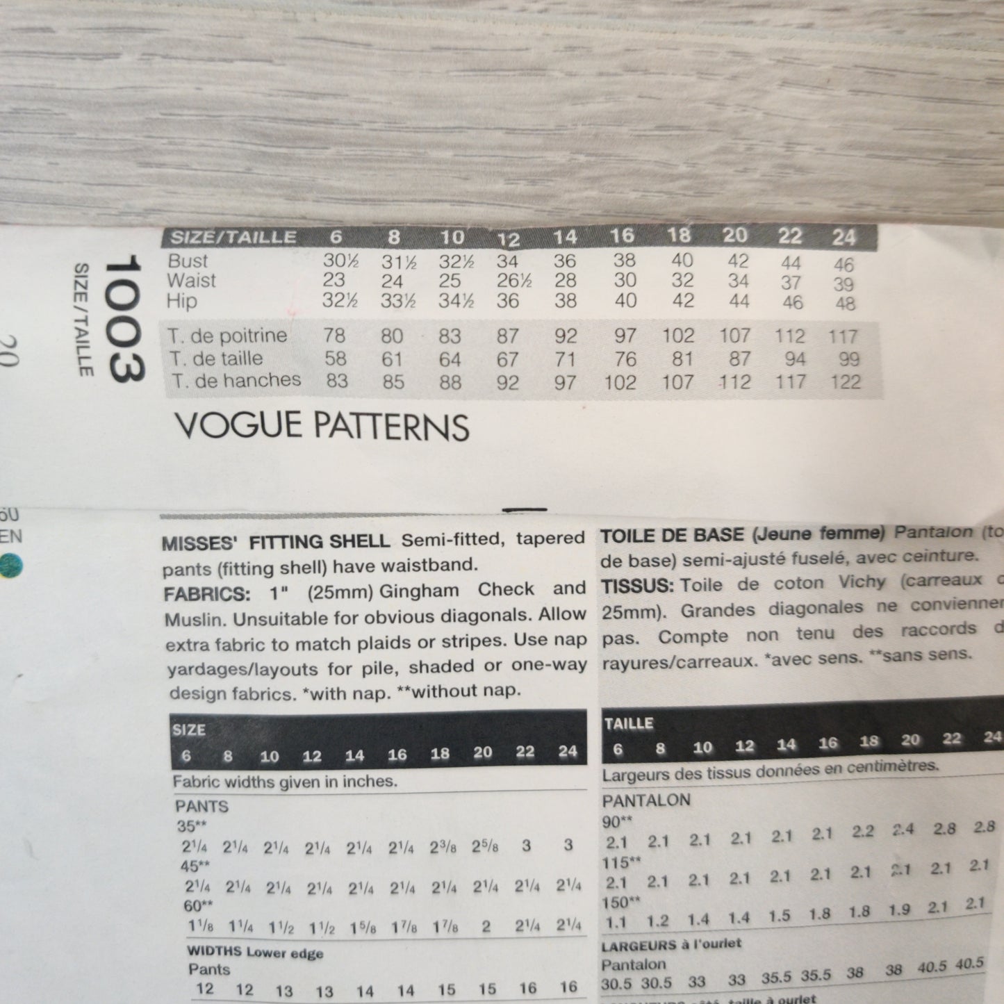 Vogue 1003 Size 20