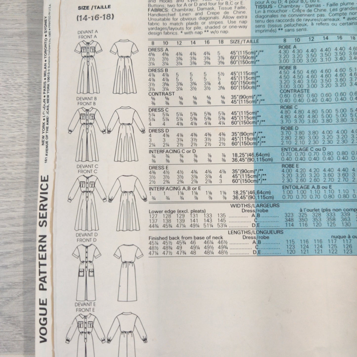 Vogue 1497 Size 14-16-18