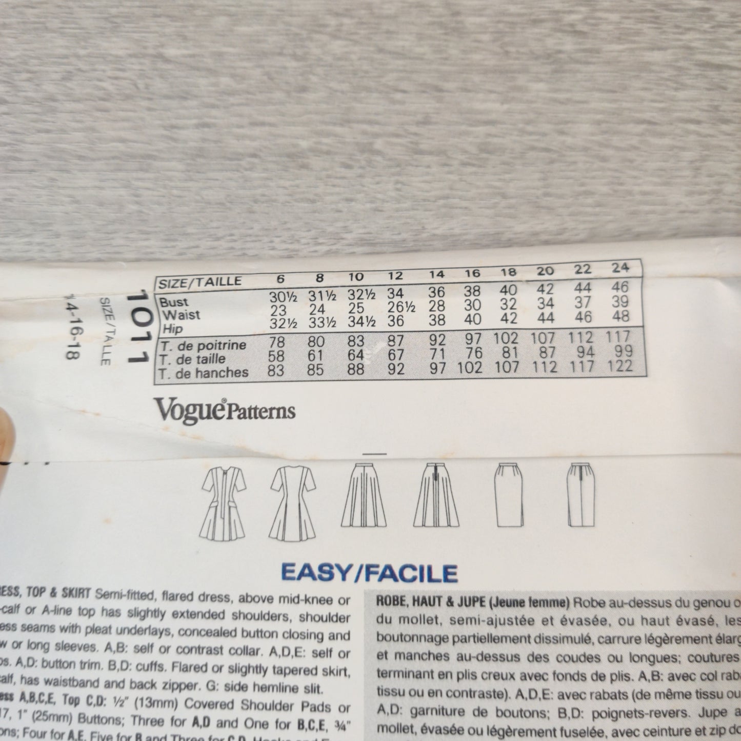 Vogue 1011 Size 14-16-18