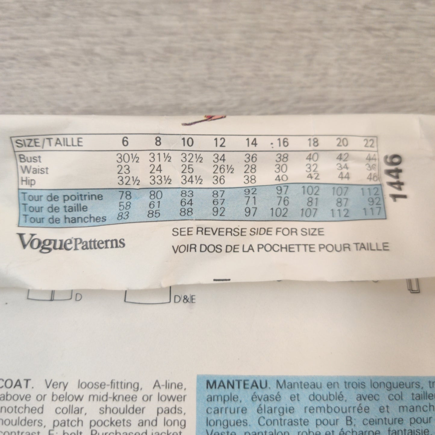 Vogue 1446 Size 14-16-18