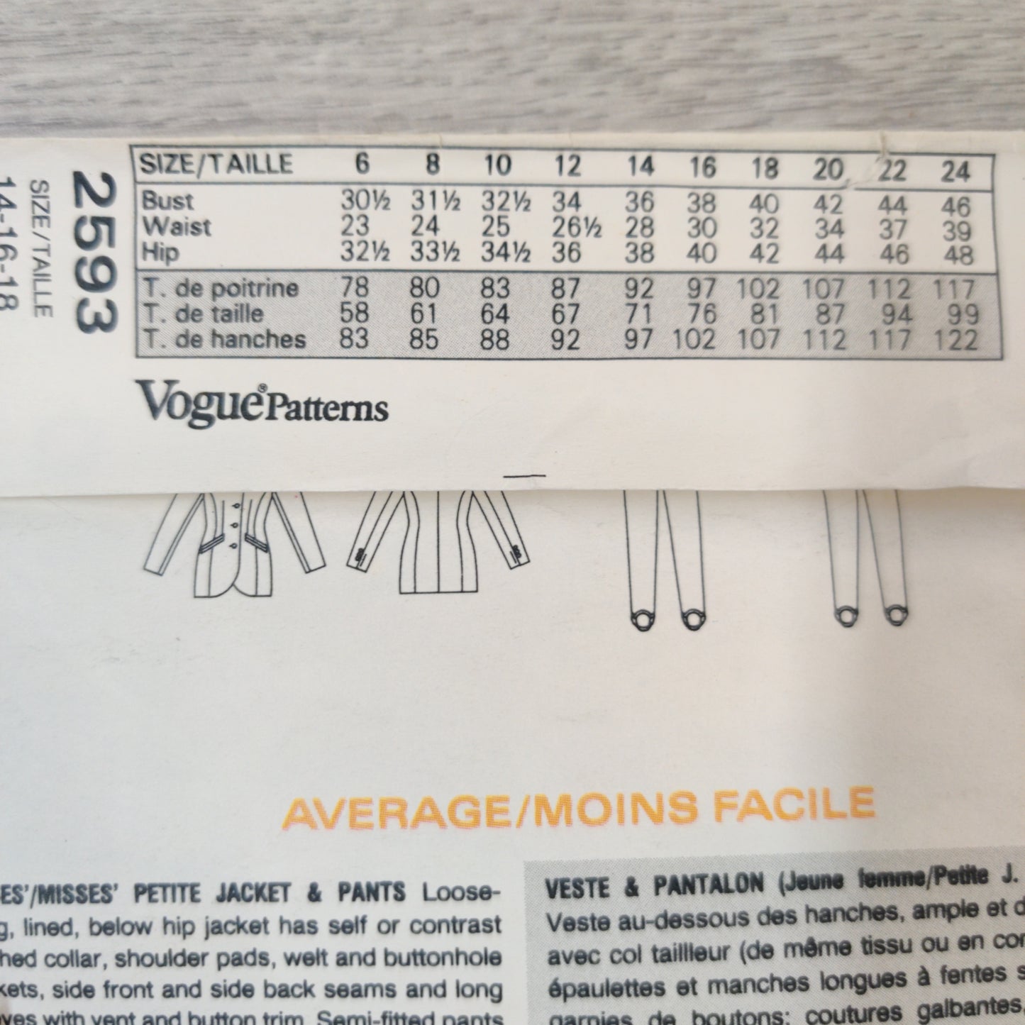 Vogue 2593 Size 14-16-18 DKNY