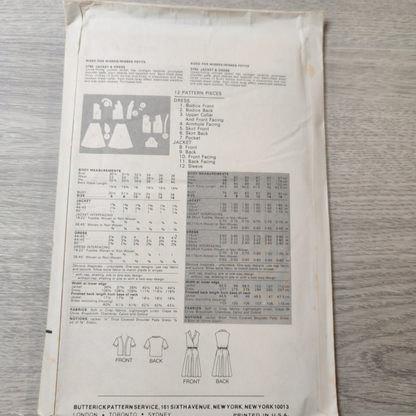 Butterick 3792 Size 6