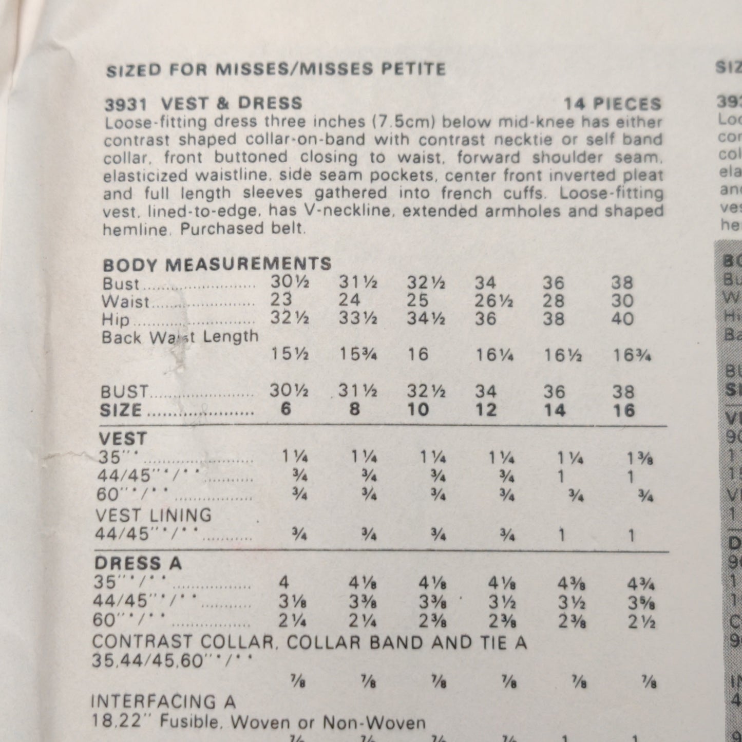 Butterick 3931 Size 6