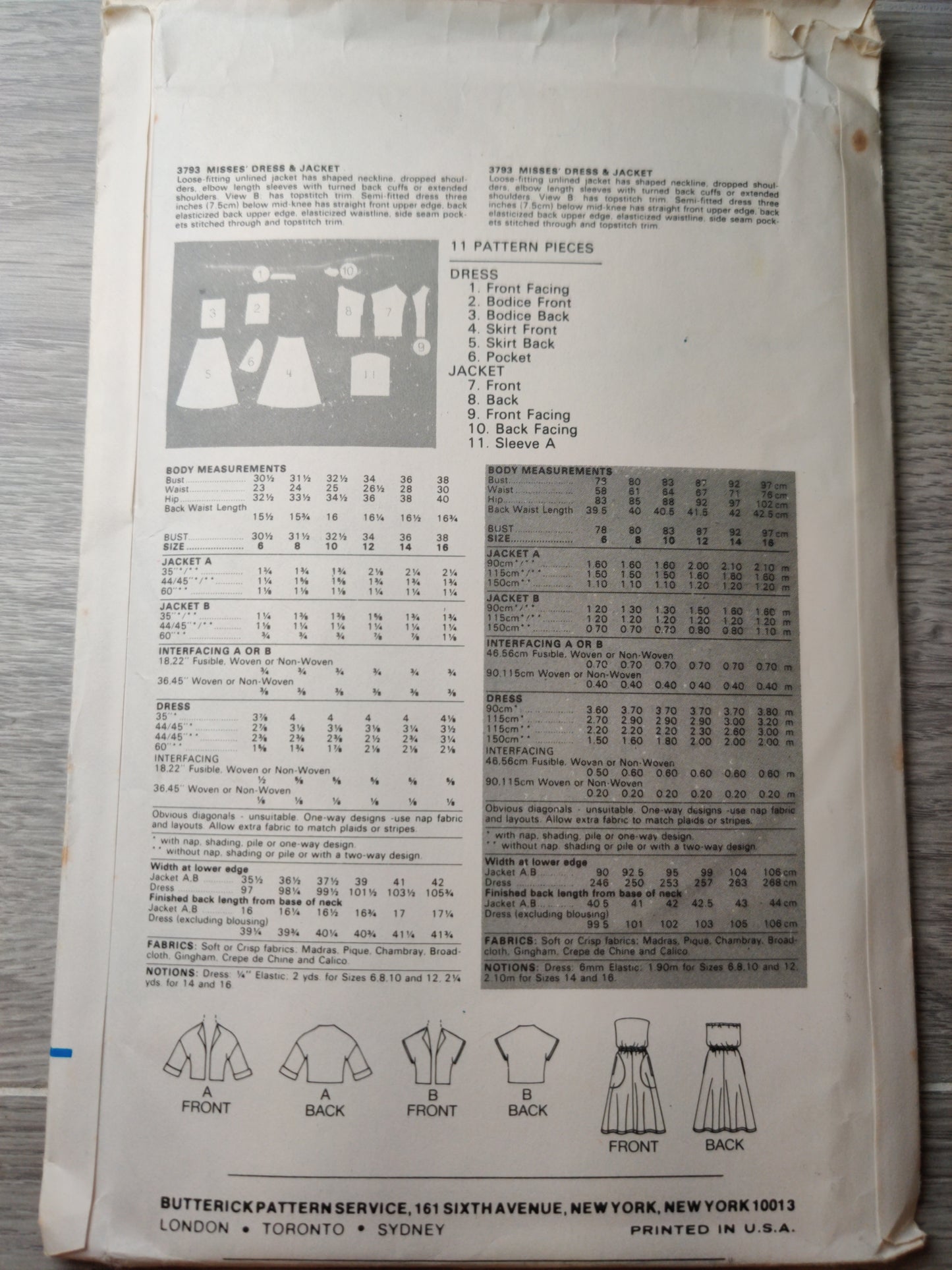 Butterick 3793 Size 6
