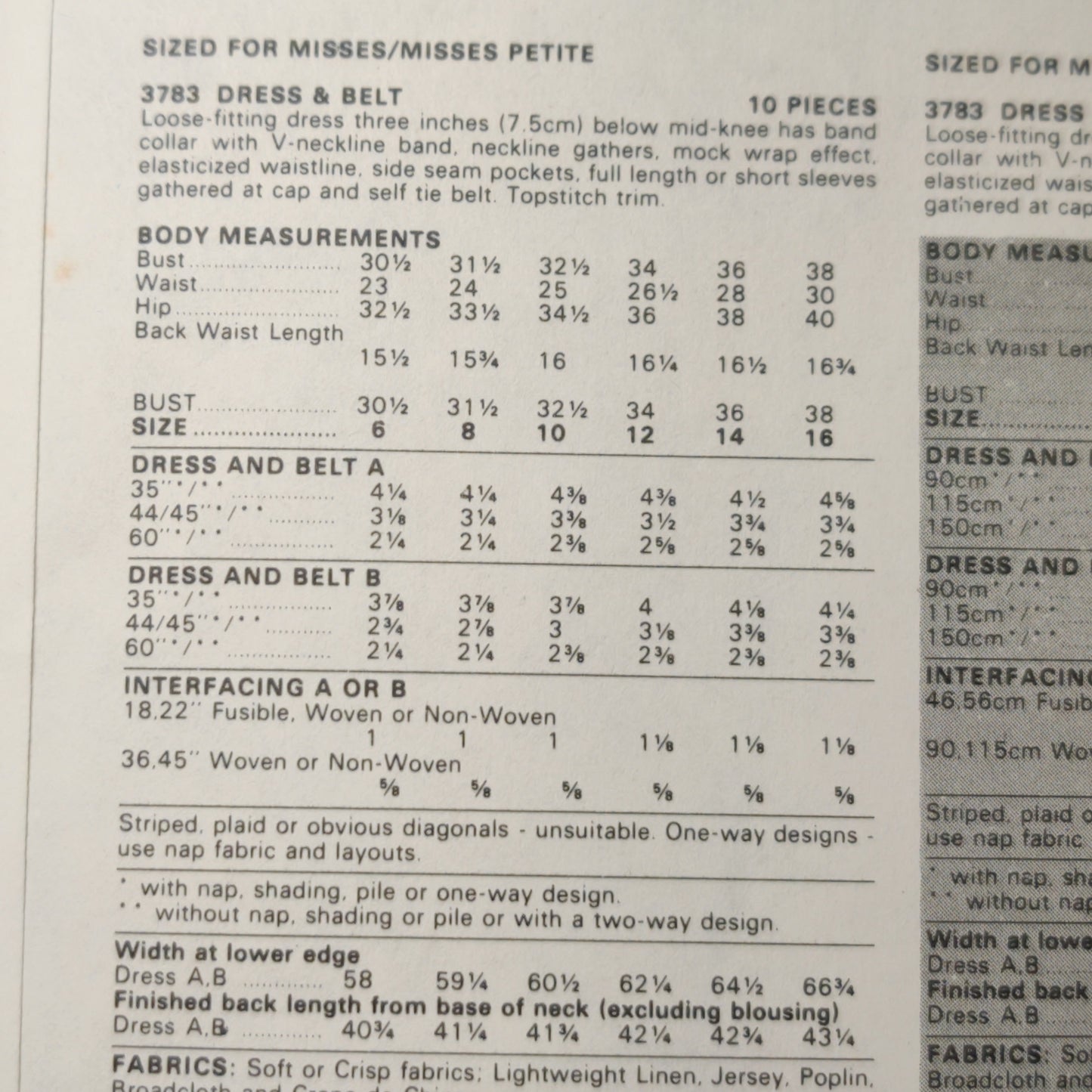 Butterick 3783 Size 6