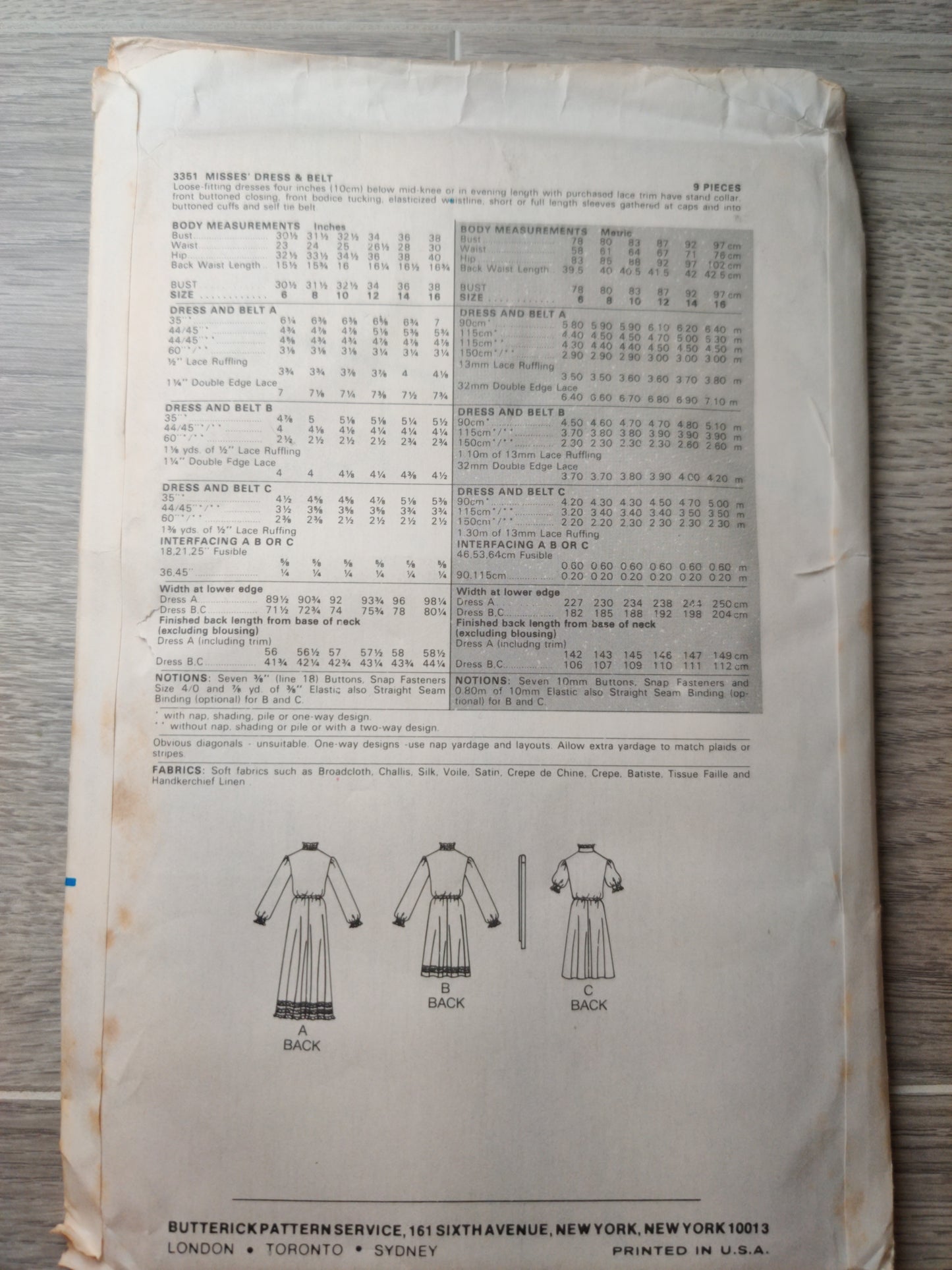 Butterick 3351 Size 6