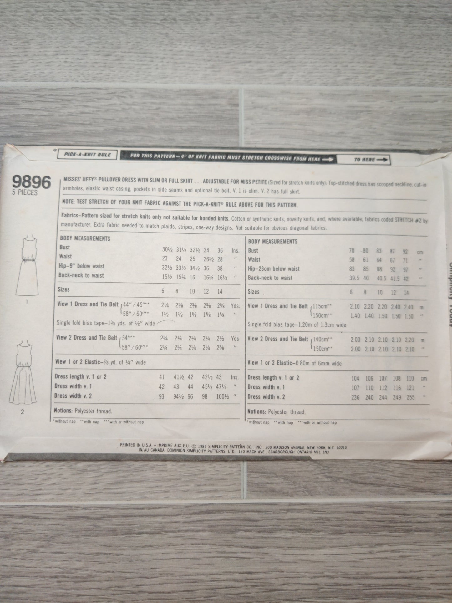 Simplicity 9896 Size 6