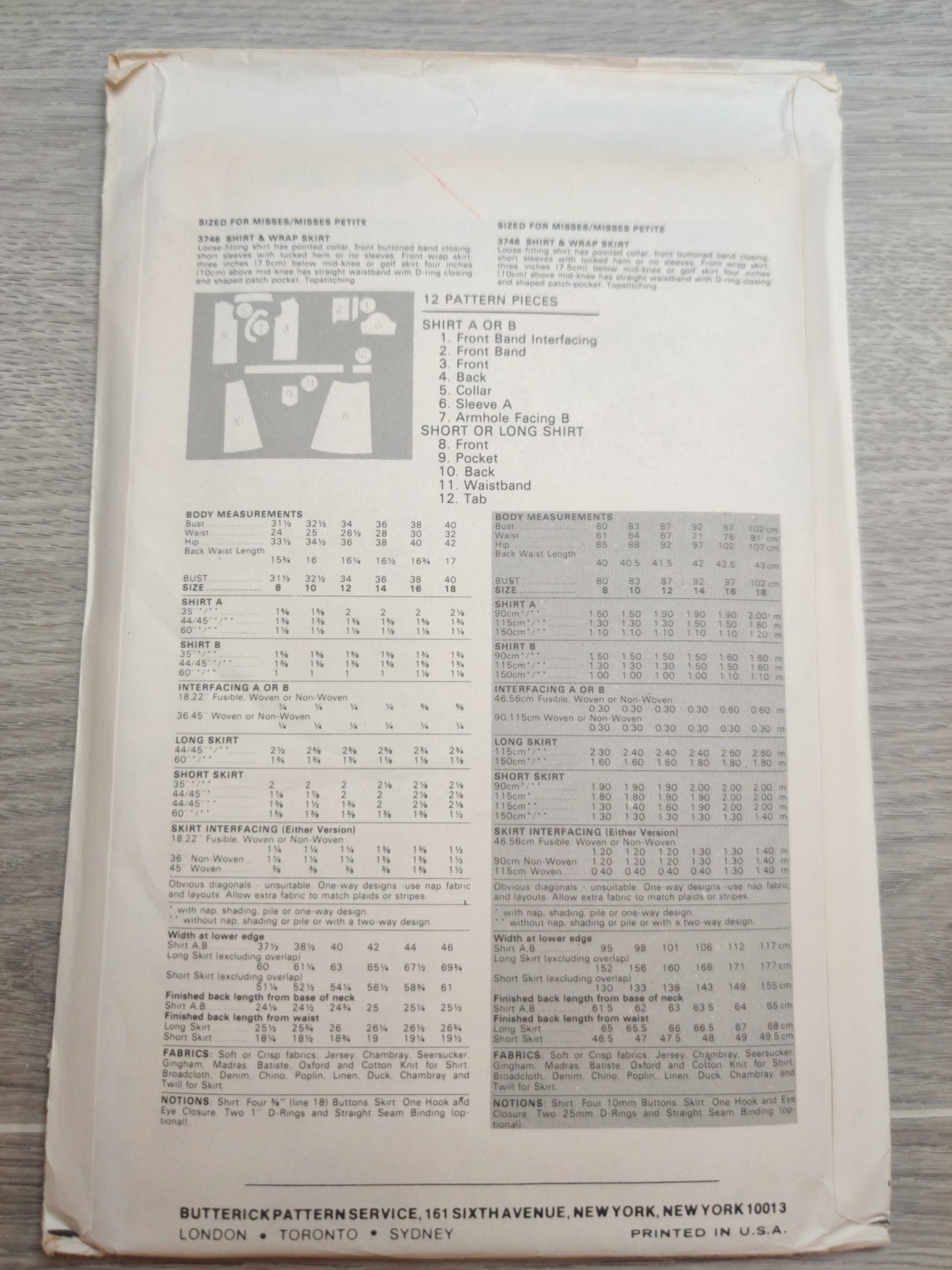 Butterick 3746 Size 8