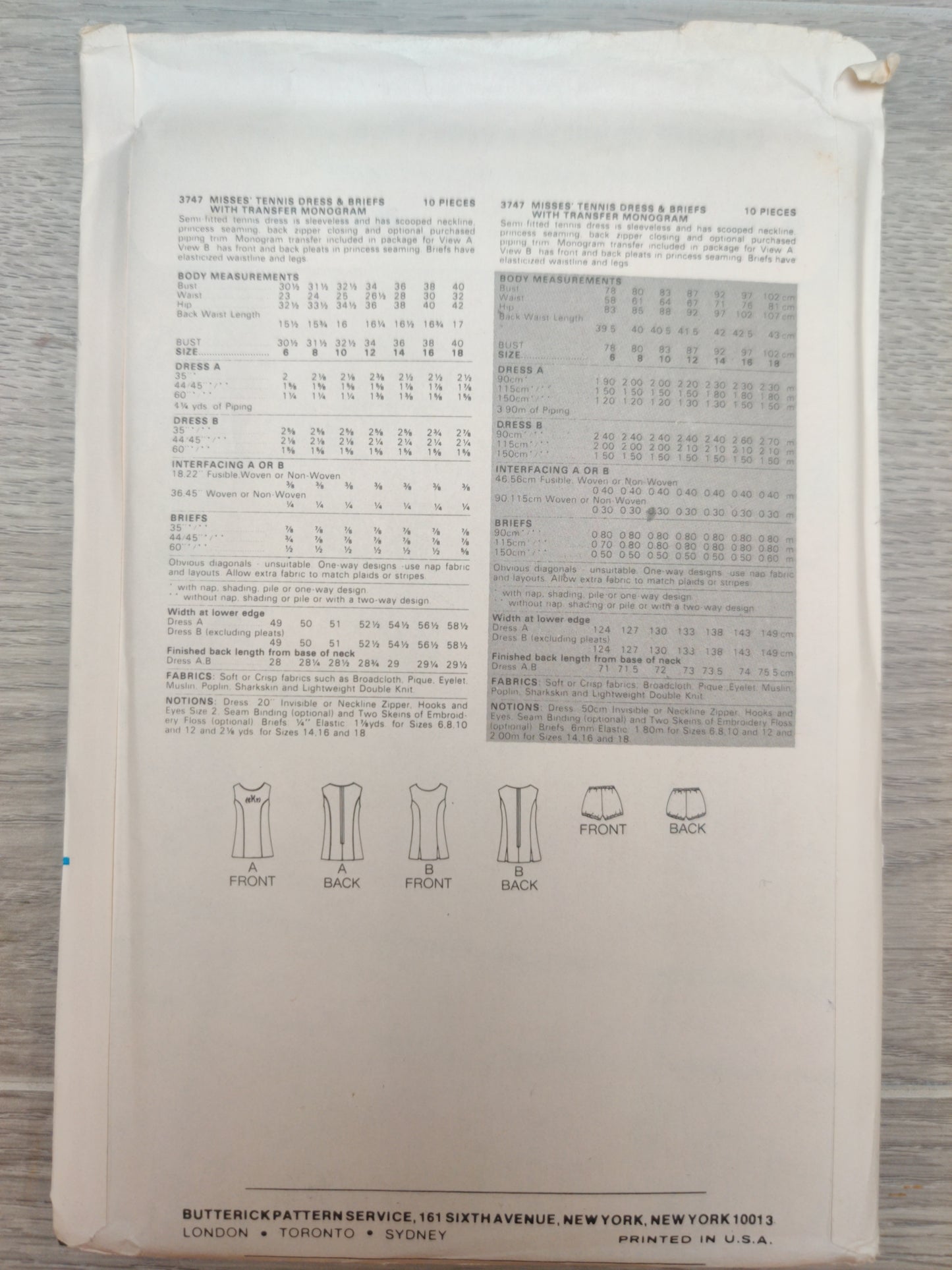 Butterick 3747 Size 8