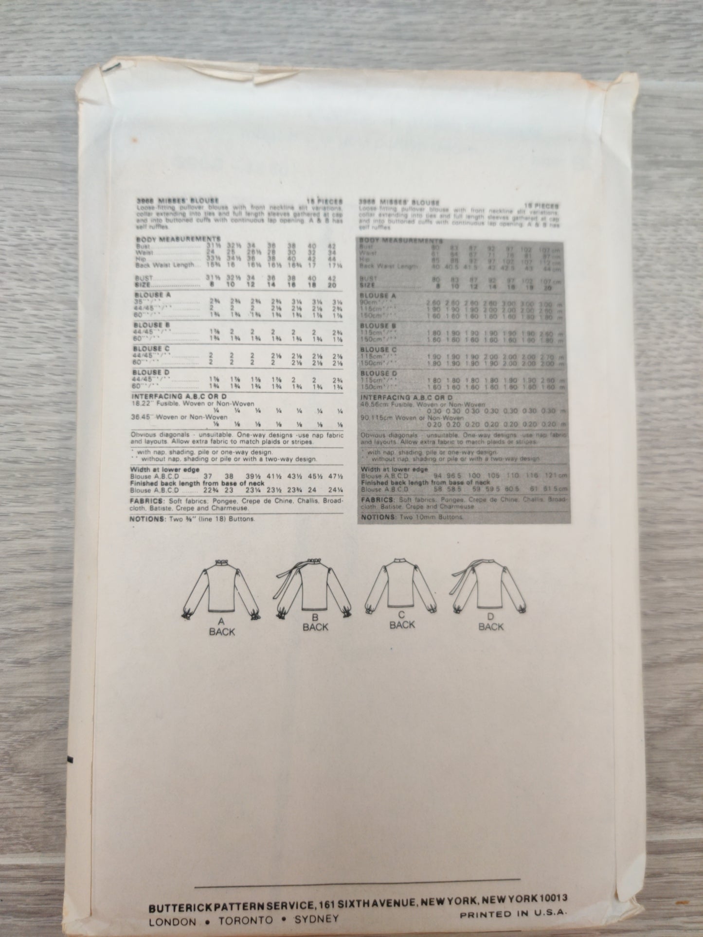 Butterick 3968 Size 8