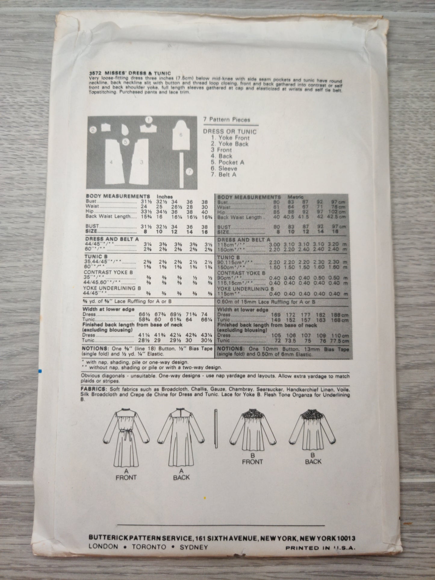 Butterick 3572 Size 8
