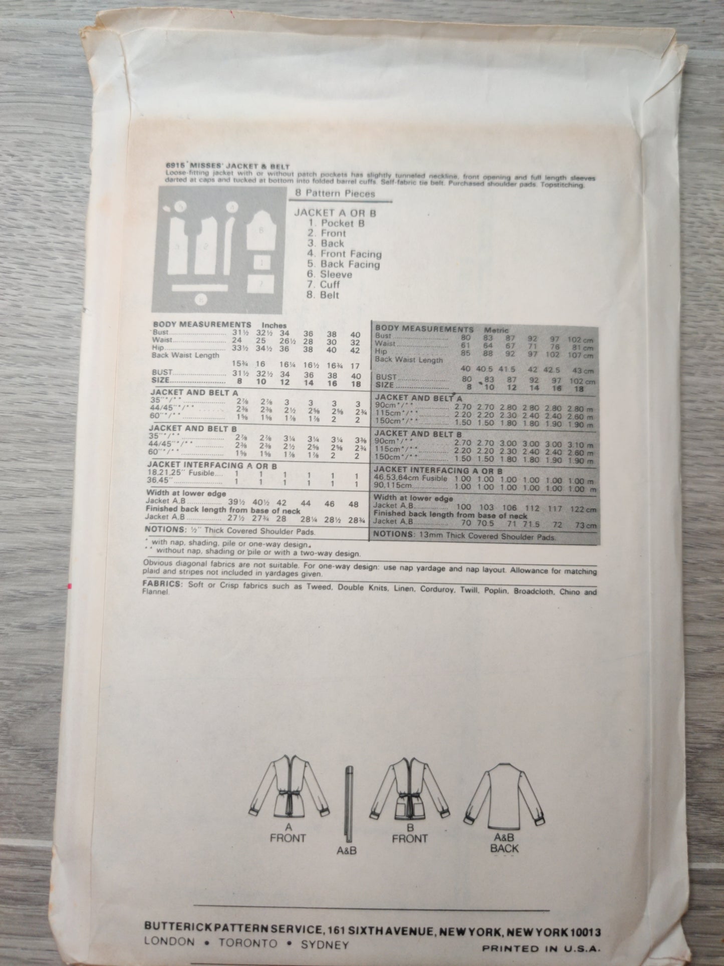 Butterick 6915 Size 8