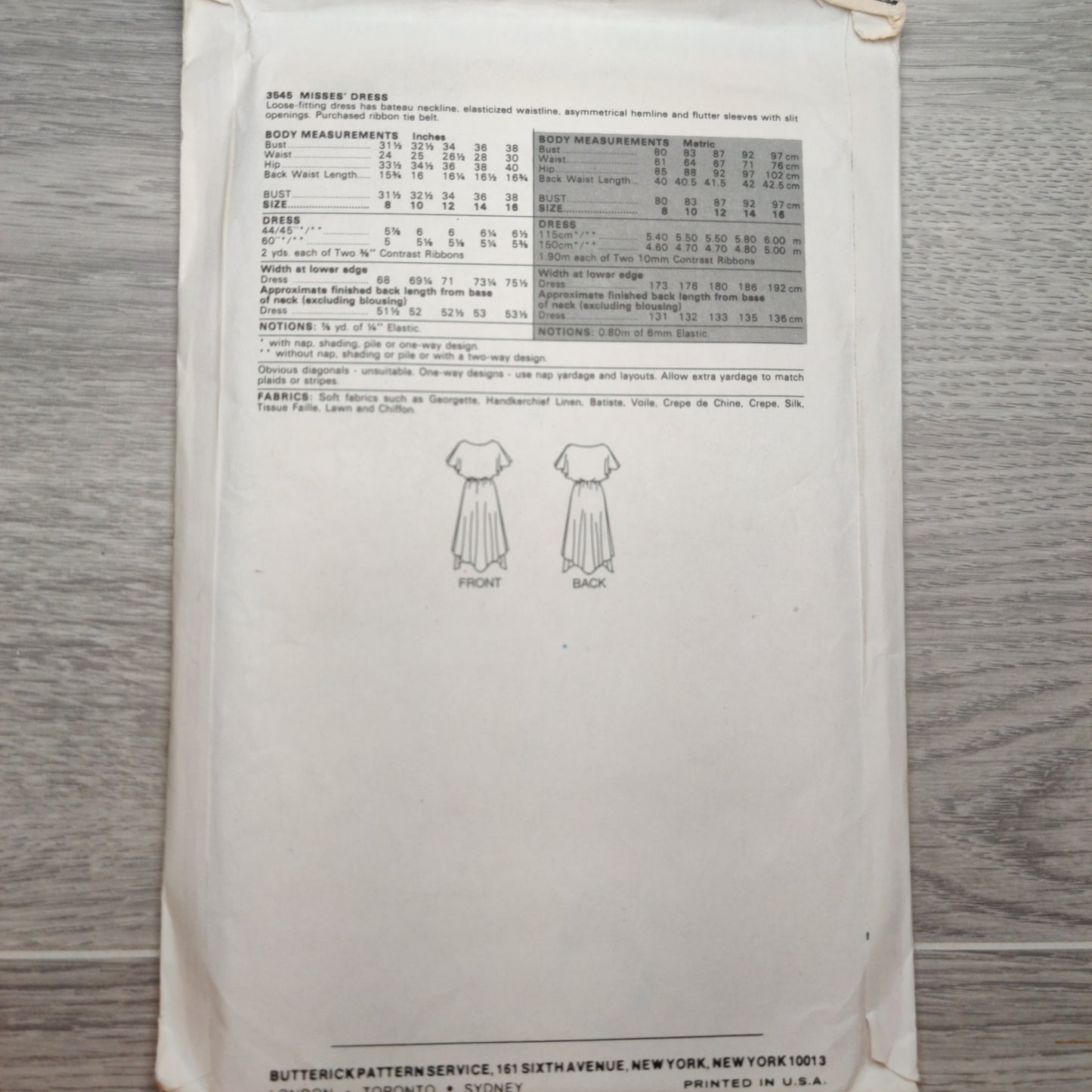 Butterick 3545 Size 8