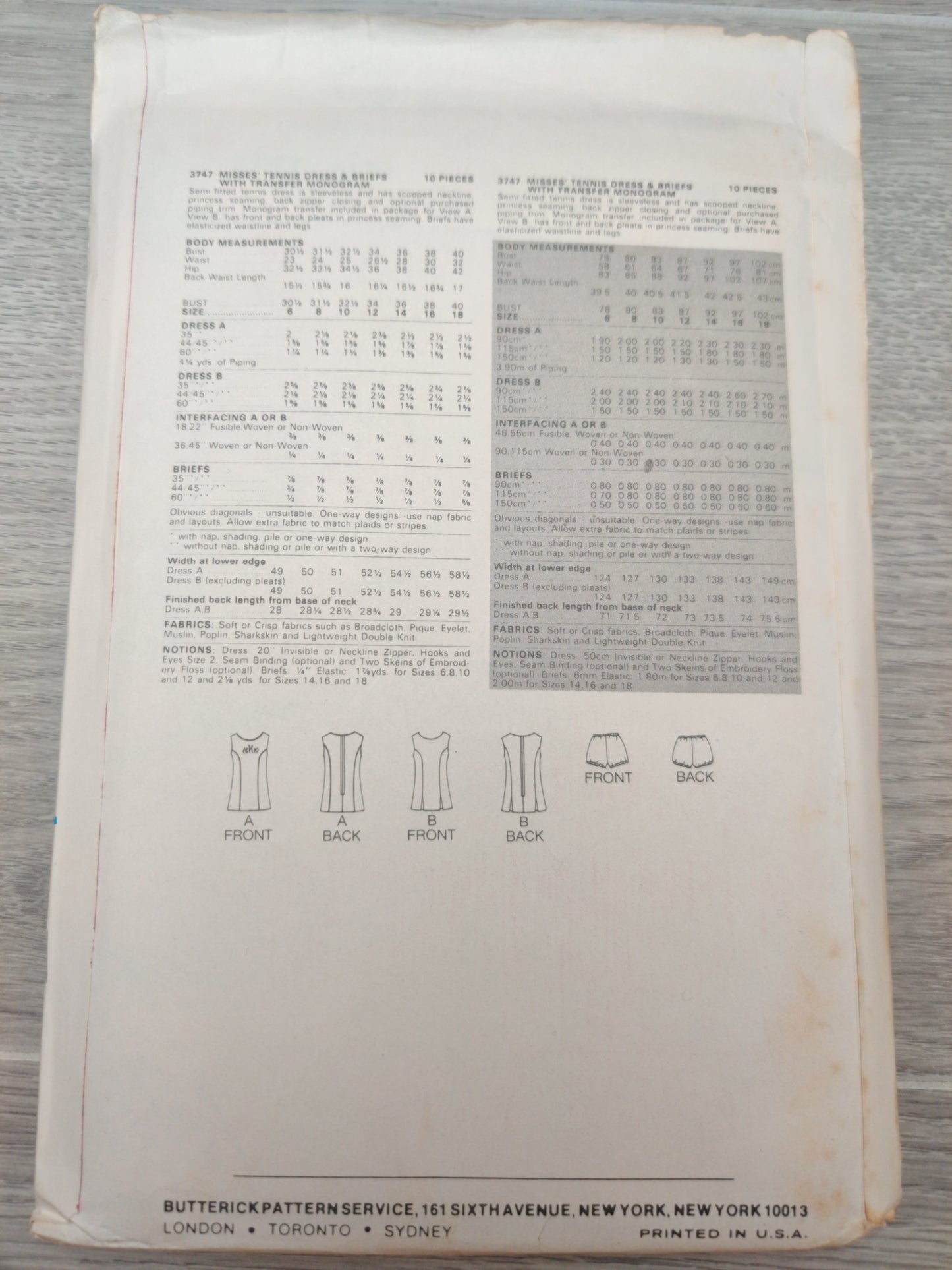 Butterick 3747 Size 10