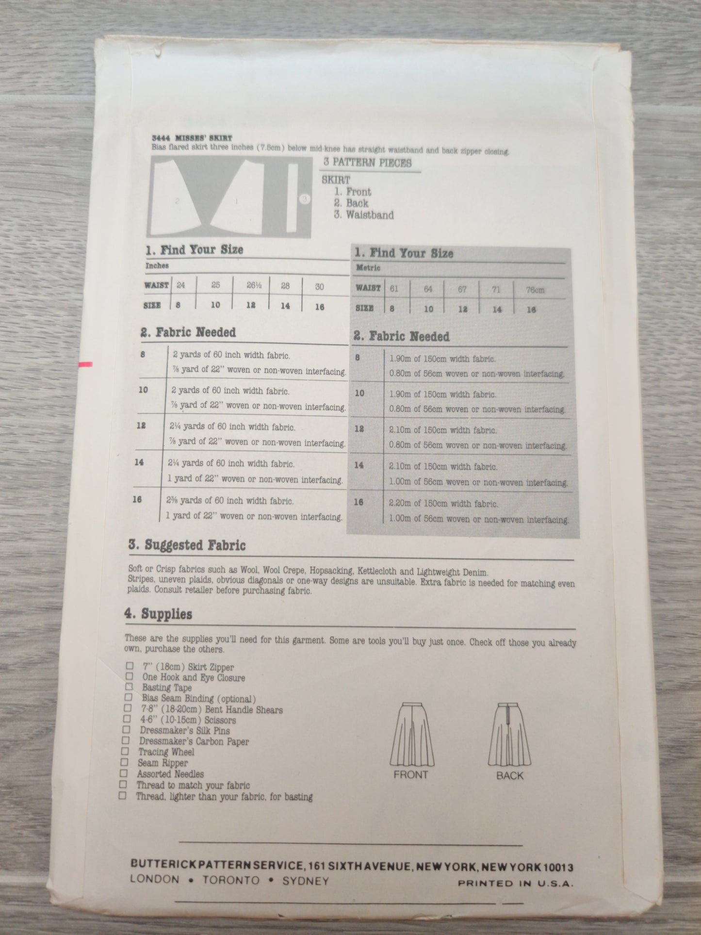 Butterick 3444 Size 10